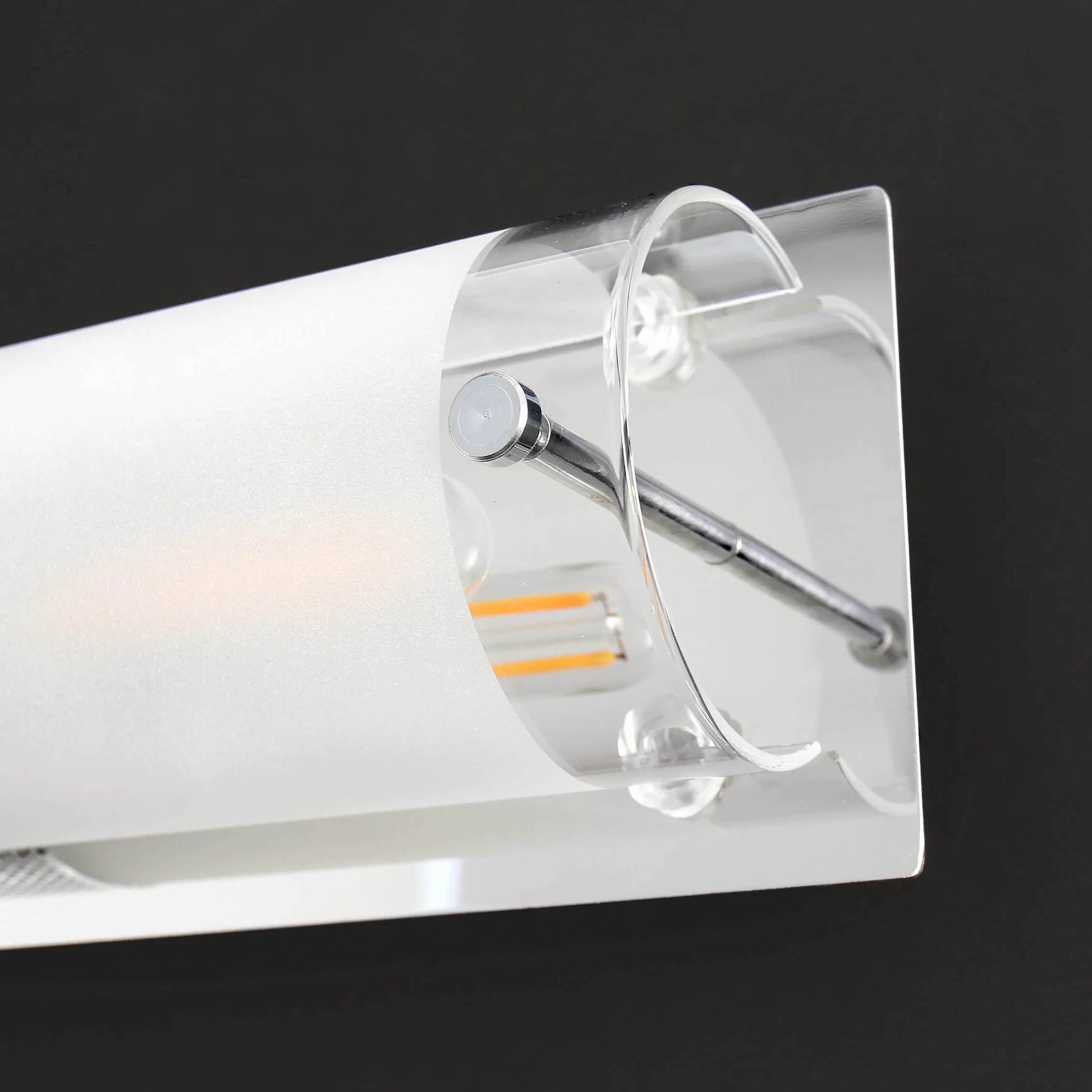 Lampada da parete in metallo vetro argento bagno L: 38 cm E14 fino a 40W 2 lampadine oblunghe Lampada da parete senza tempo per bagno PERIO