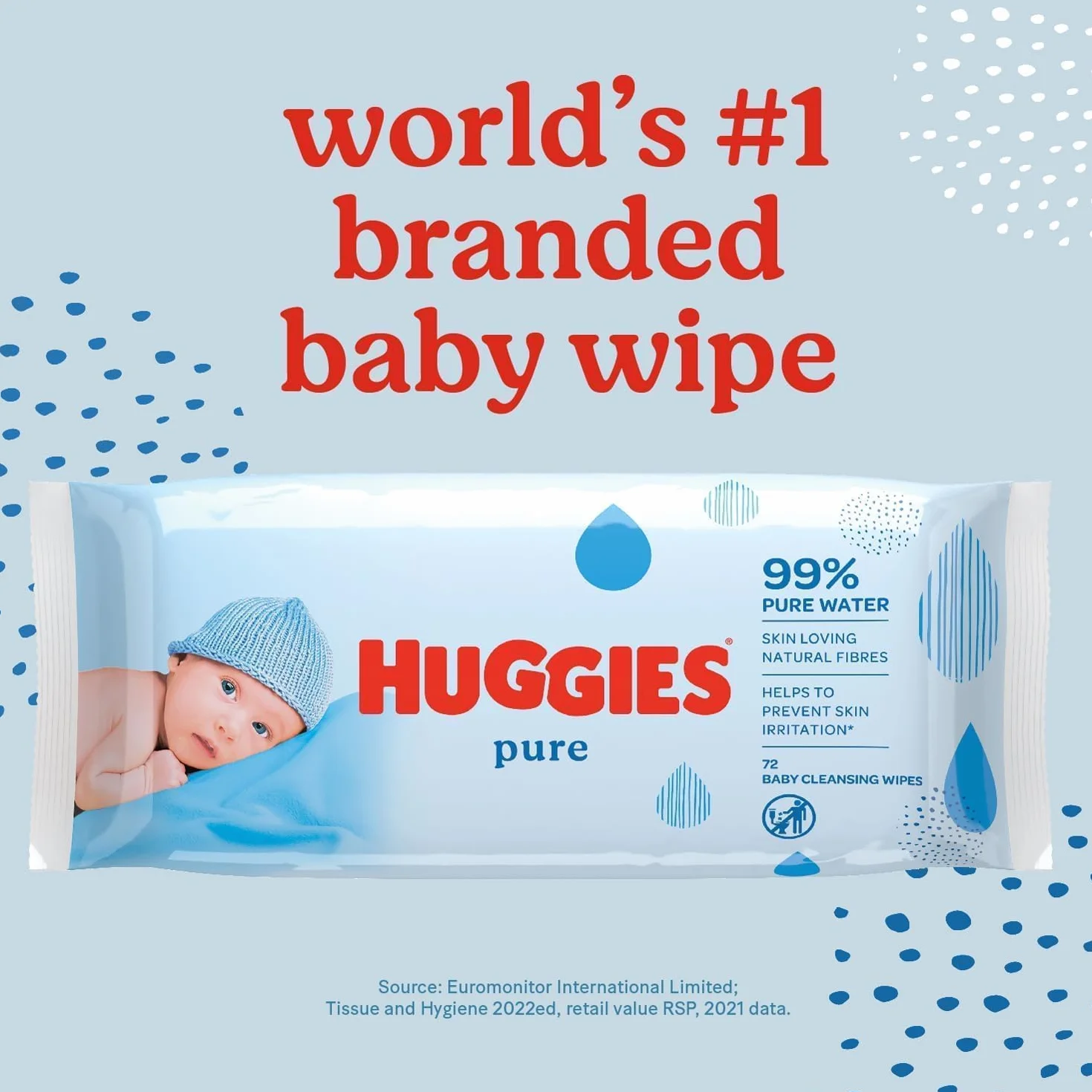 Huggies Pure Baby Salviette neonato 99% acqua pura 1008 Pz