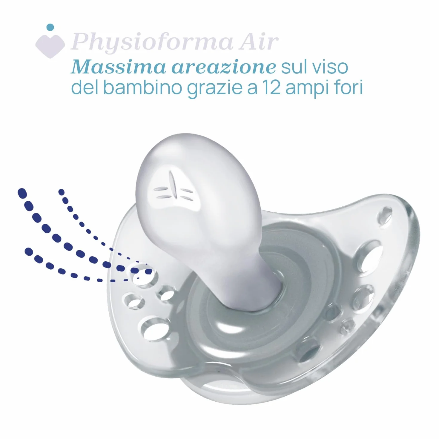 Chicco PhysioForma Succhietto Air Blu Lumi, Ciuccio 16-36 Mesi, Si Illumina al Buio, Silicone, 2 Pezzi