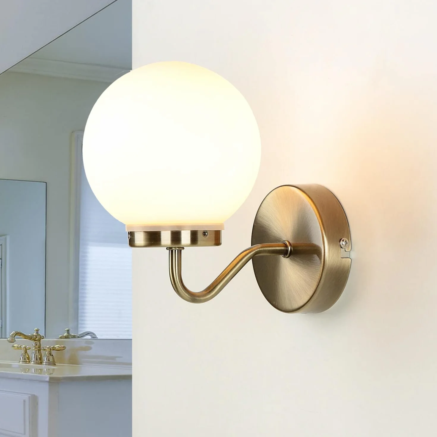 Lampada da parete per interni inox classe IP20 Applique bagno dal design in Art Nouveau stile Liberty effetto bronzo bianco E14