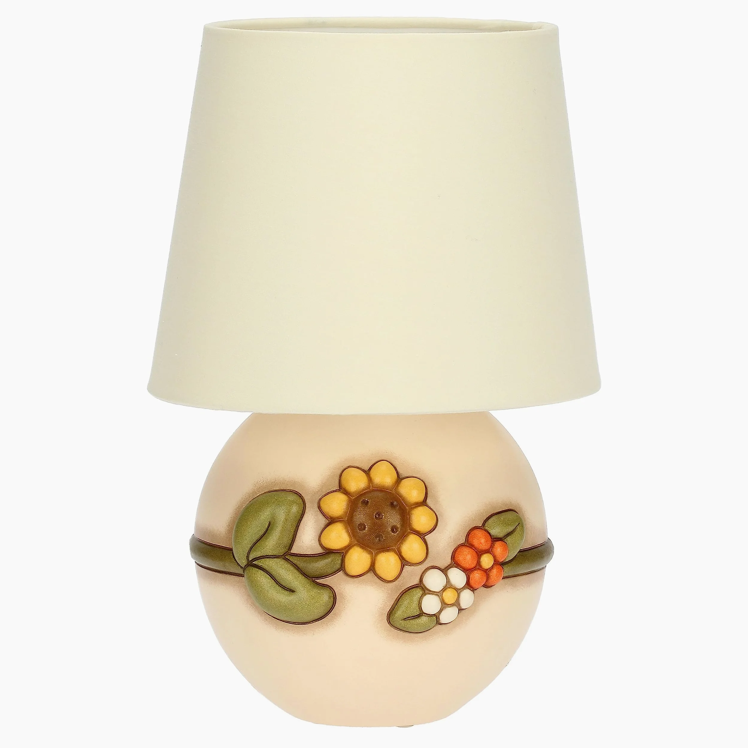 THUN - Lampada da Tavolo, Decorazione con Girasole in Ceramica Decorata a Mano, Versione Piccola, Linea Country, 15x16.5 cm h