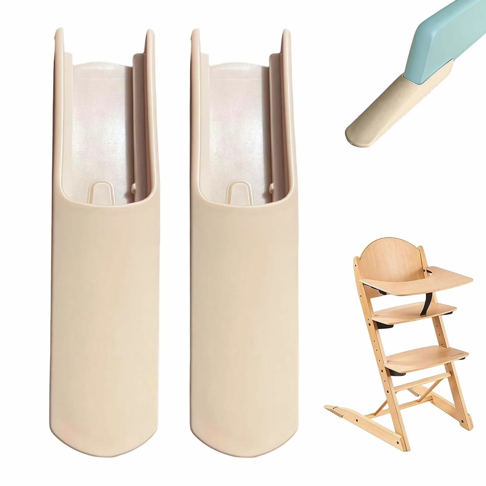Stokke Tripp Trapp Protezione Antiribaltamento 2 Pezzi Set Pattini Estesi Accessorio Prolungamento Base Coprigamba Colore Legno