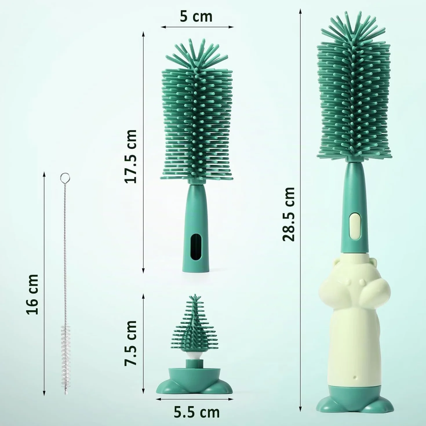 Diboniur Scovolino Biberon Silicone 3 in 1 Resistente Ai Graffi Pulisci Biberon Spazzola