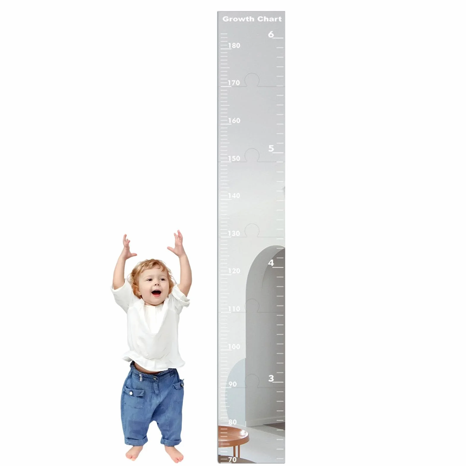 Specchio Misuratore Crescita Bambini Mappa Misurazione Righello Altezza Parete Adesivi Decorazione