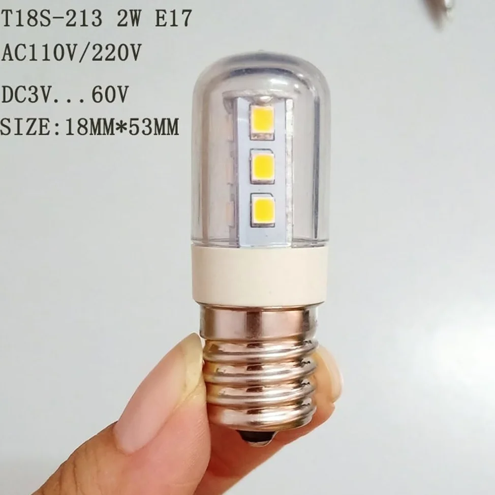 YXJX low voltage bulbs, Confezione da 50, LED luce frigorifero DC5V/12V/24V/48V T18S E12/E14/E17 2W mini luce illuminazione domestica(6500K cool white,E12 48V)