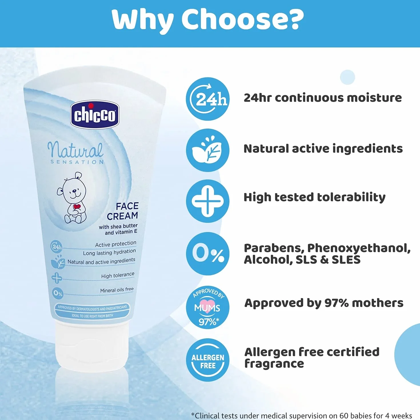 Chicco Natural Crema Viso Bambini 50 ml Idratante Protettiva