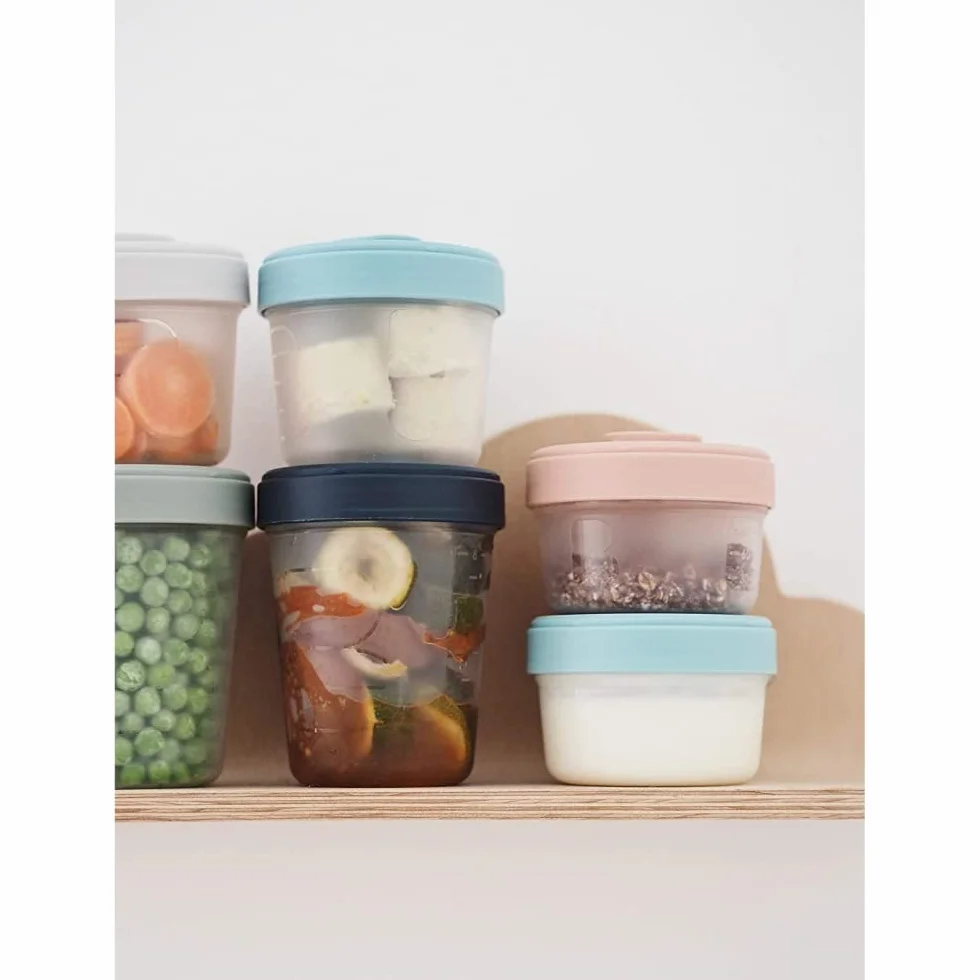 BÉABA Set di 6 Contenitori per Pappa in Silicone 250 ml Ermetici Impilabili per Svezzamento Bebè