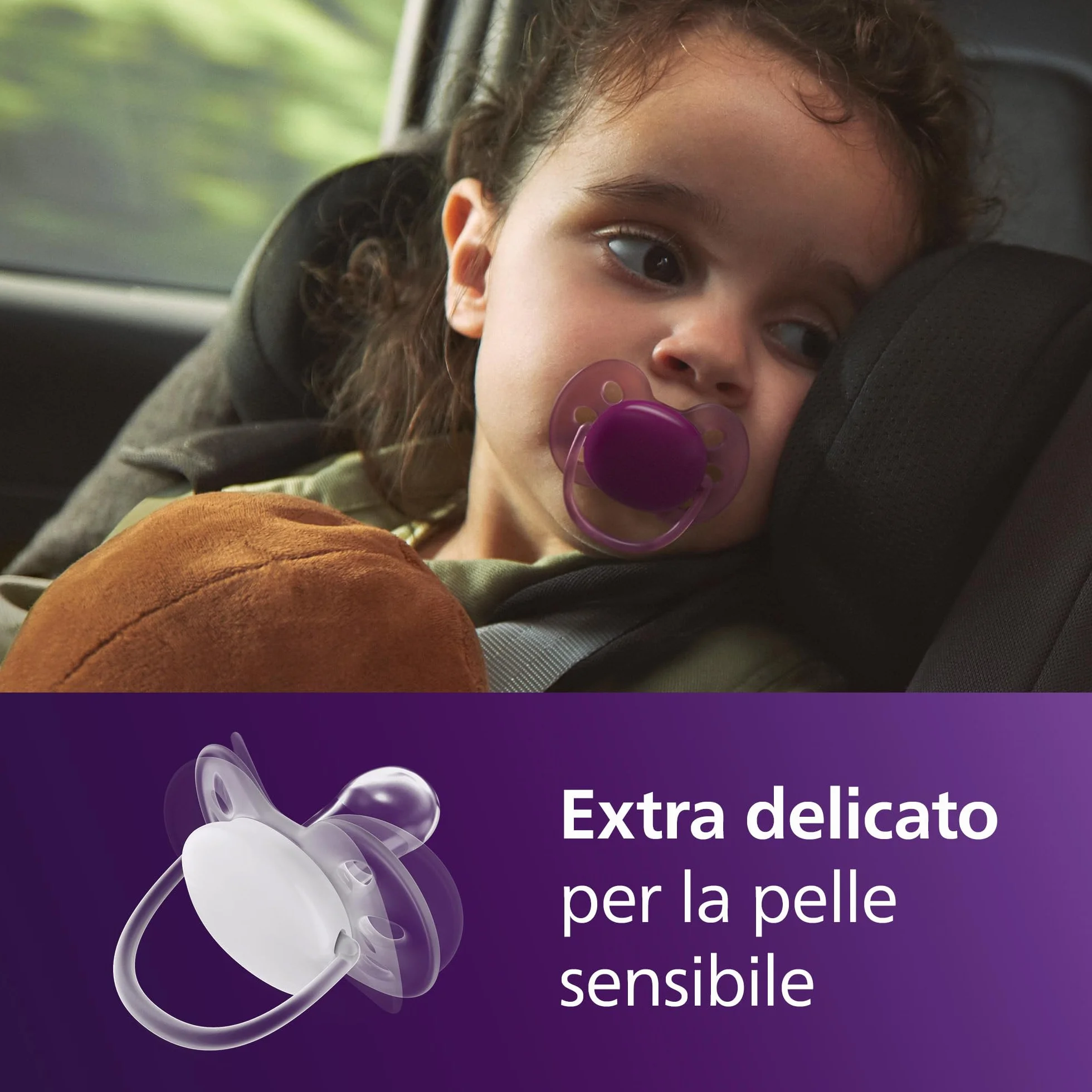 Philips Avent Ultra Soft Ciuccio ortodontico 18 mesi+ scudo flessibile tettarella simmetrica silicone senza BPA confezione da 2 SCF093/03