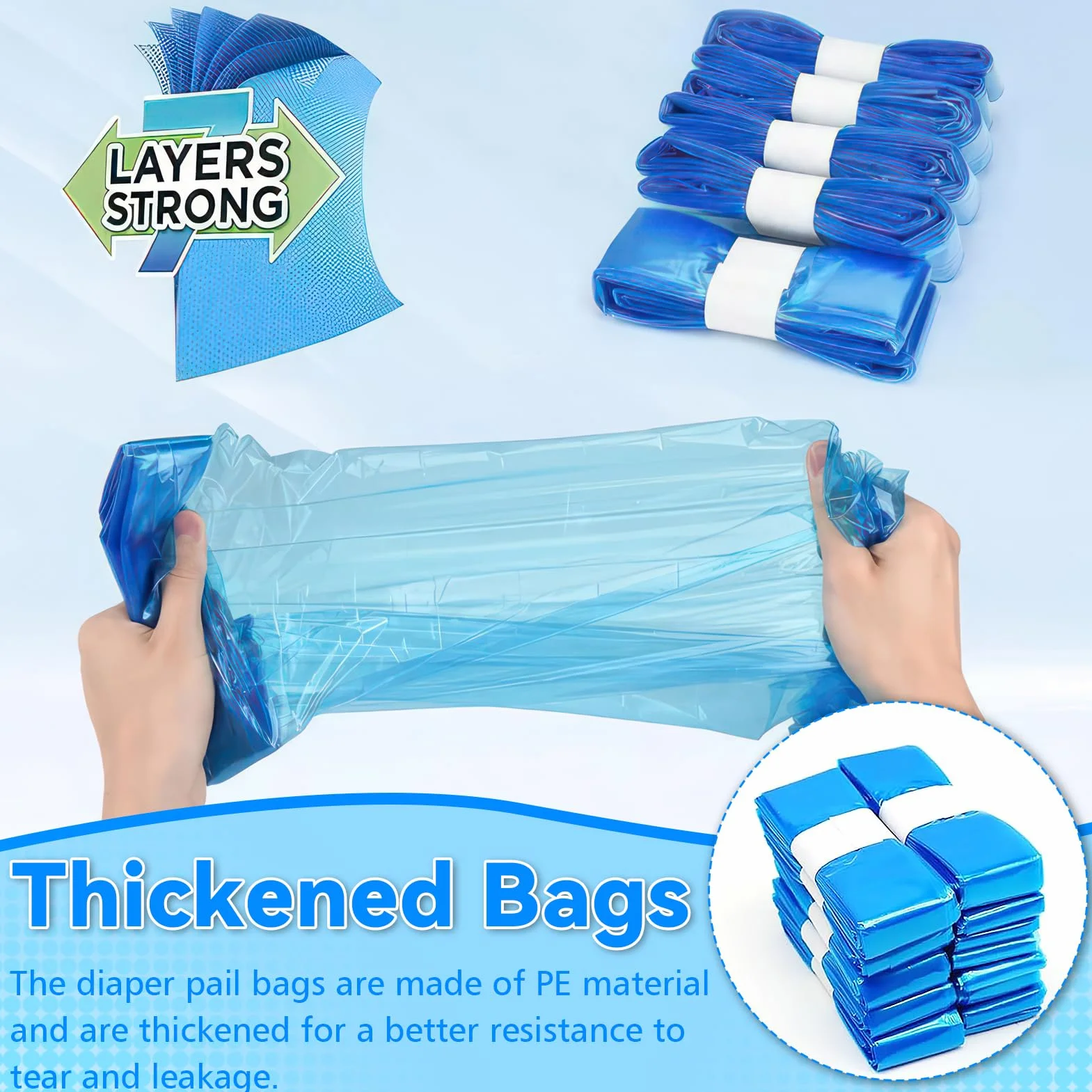 Ricarica Mangiapannolini 10 Pezzi Sacchetti 7 Strati Protettivi Compatibili Tommee Tippee Twist & Click Litter Locker II Blu