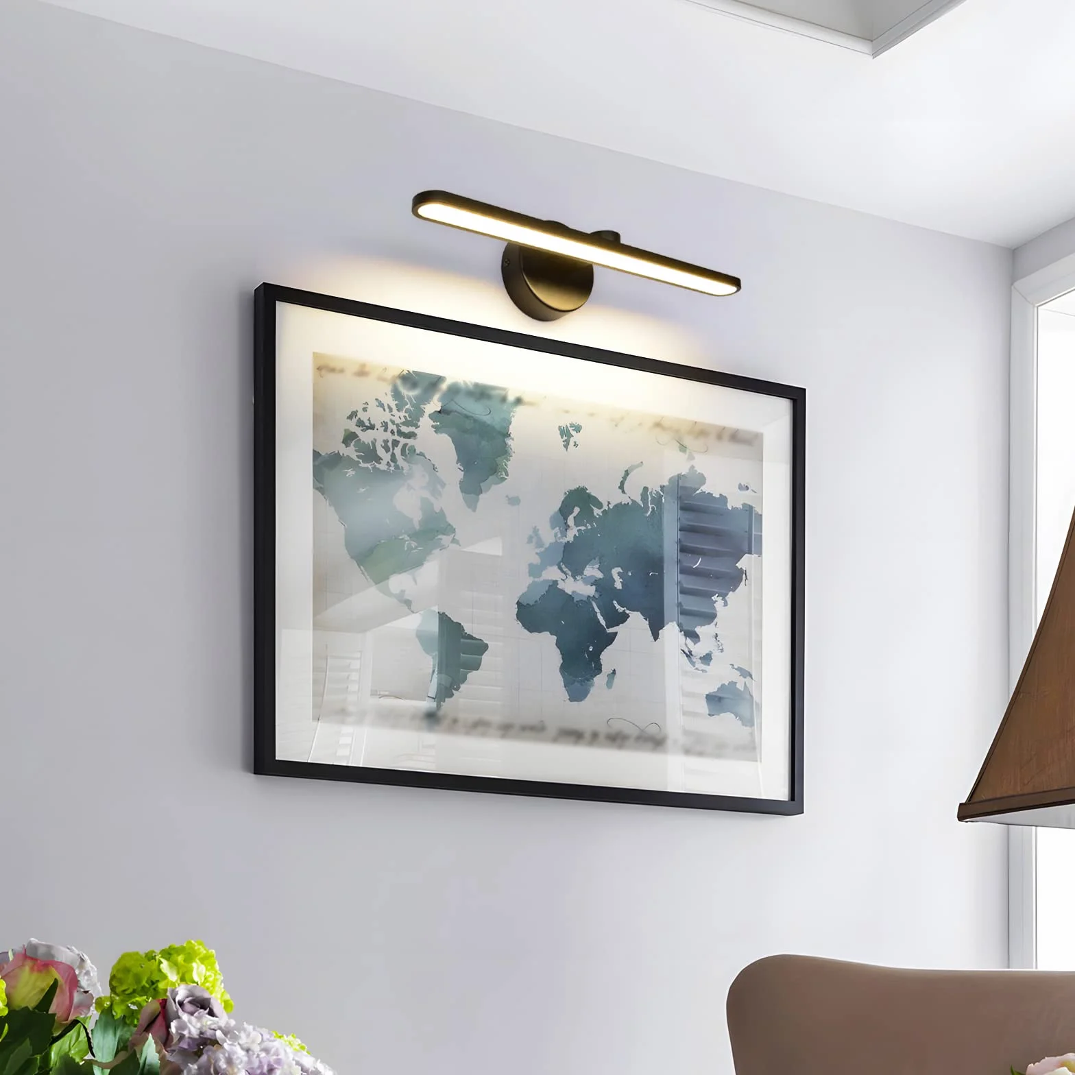 Lampada da Specchio per Bagno 40cm 12W LED Nero Luce a Parete Murales con 3000K Applique per Specchio e Armadio Illuminazione per Camera e Corridoio