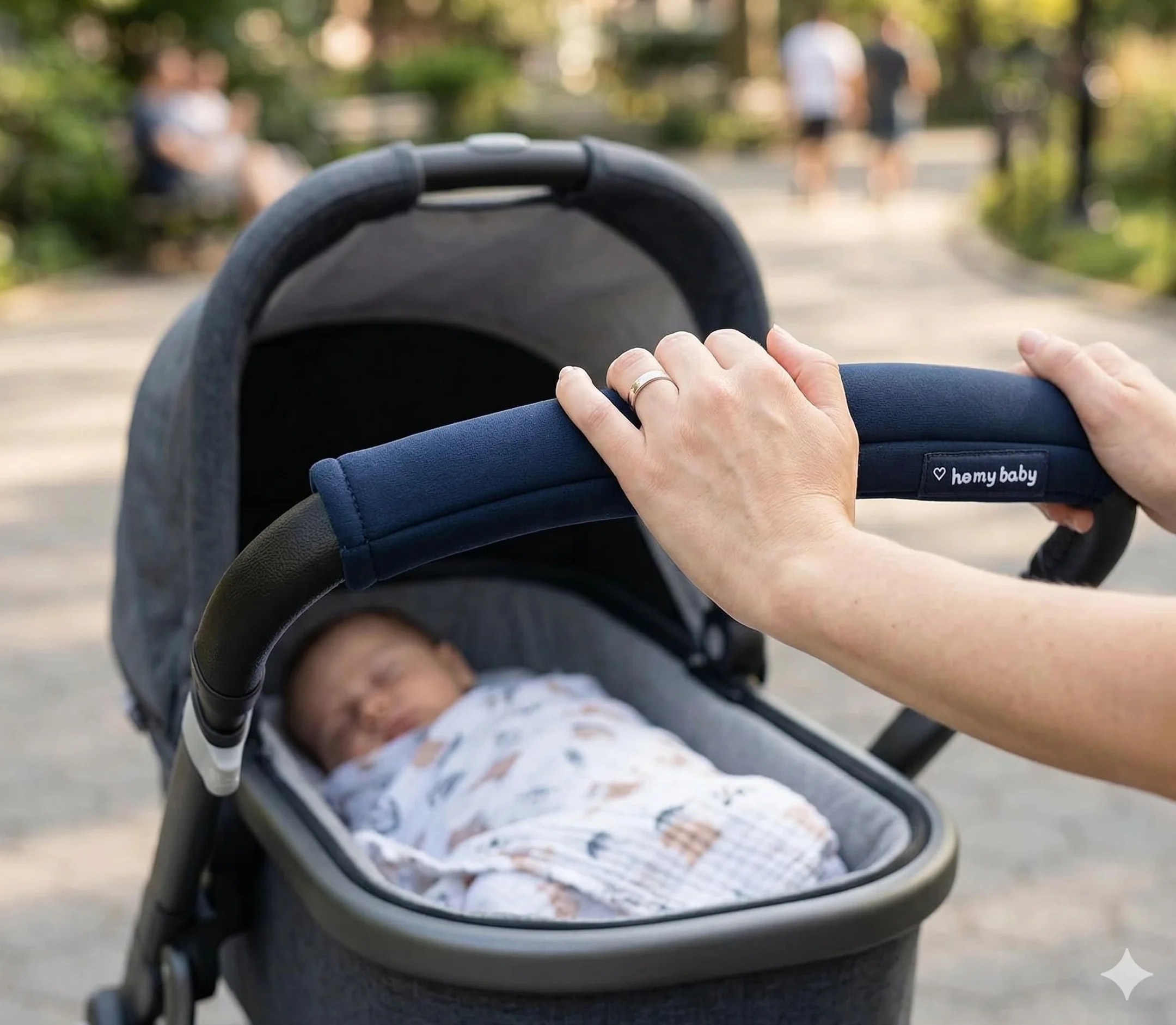 HOMYBABY Copri manubrio universale per passeggino, tessuto lavabile, nero, 2 pezzi