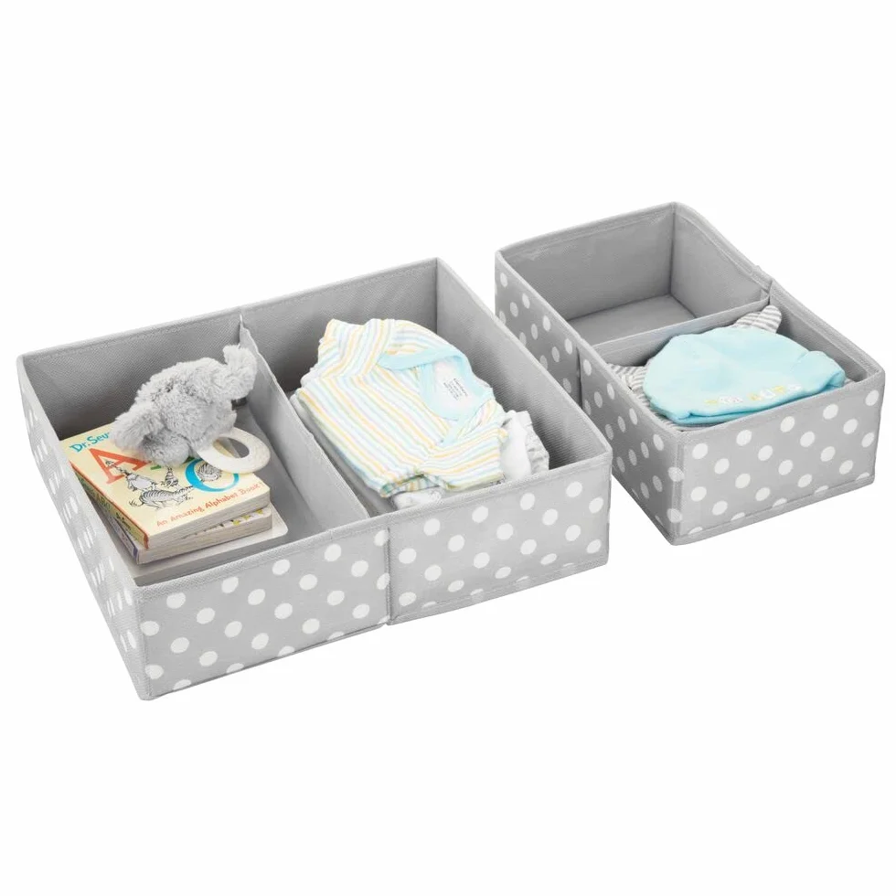 mDesign Set 2 Pieghevoli Organizer Armadio Contenitore Fibra Sintetica Grigio/Bianco