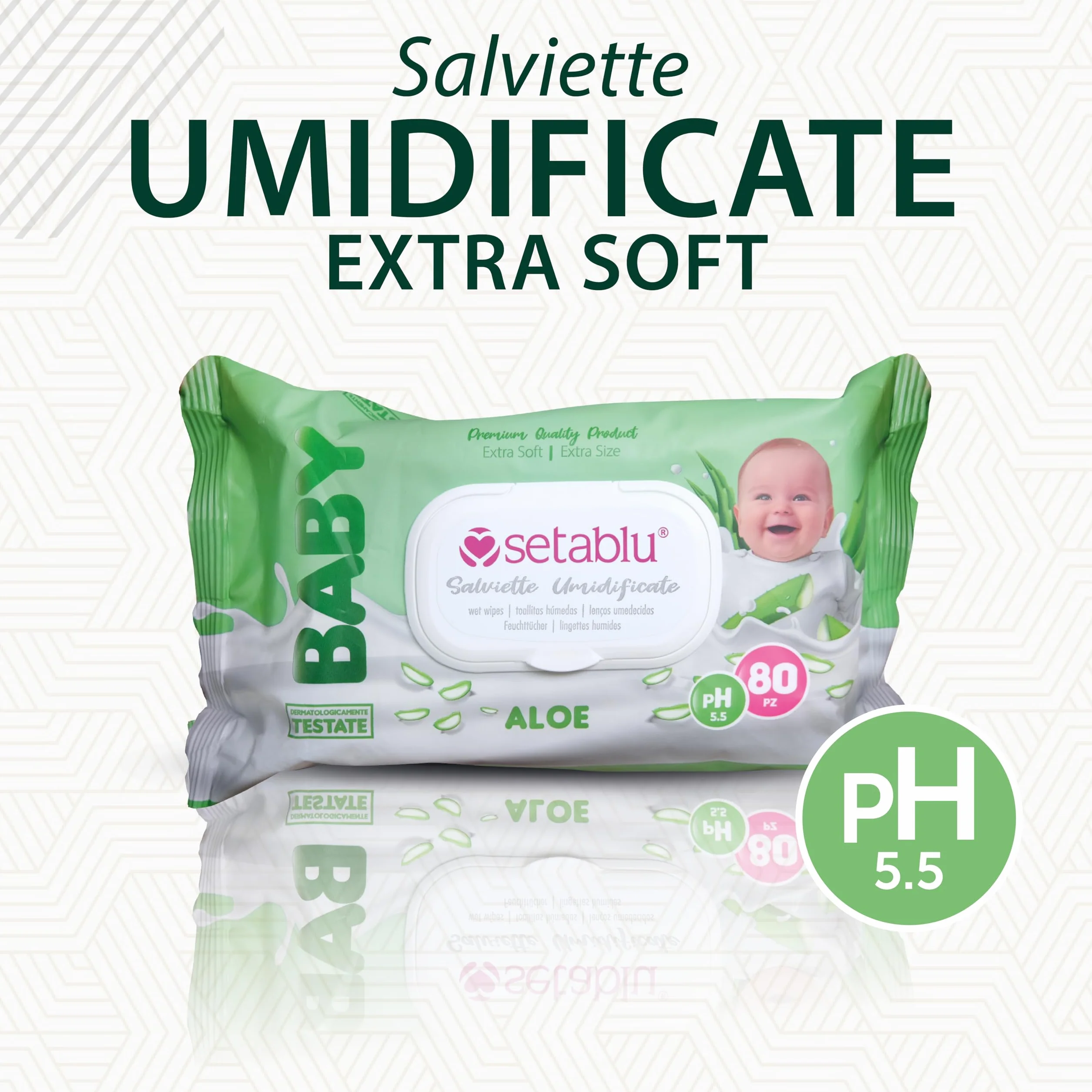 DETERMONDO 880 Salviette Neonato Igienizzanti Umidificate all'Aloe Senza Alcool, 11x80 Confezioni