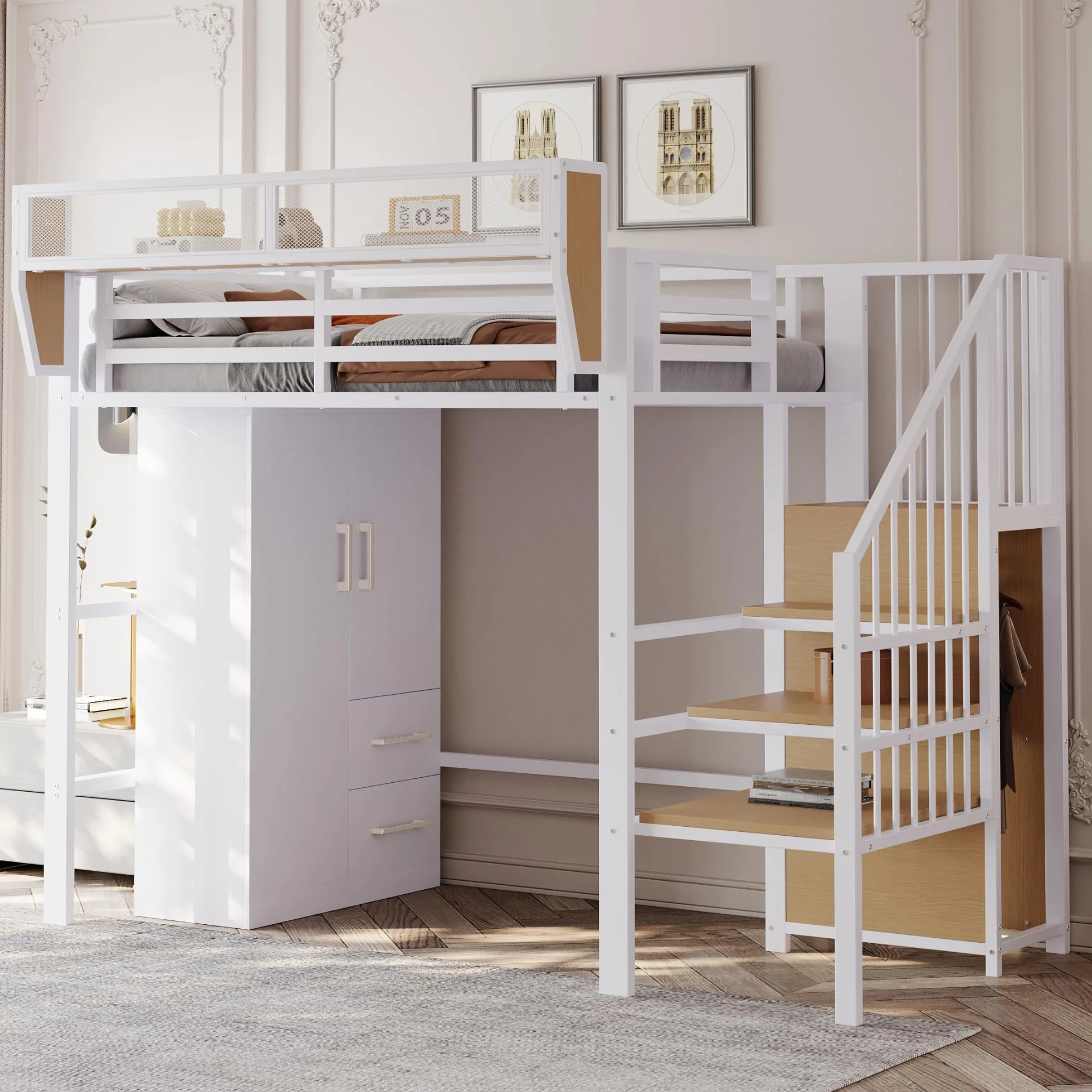 Armadio Bambini 2 Ante Legno 70x40x135 cm Bianco