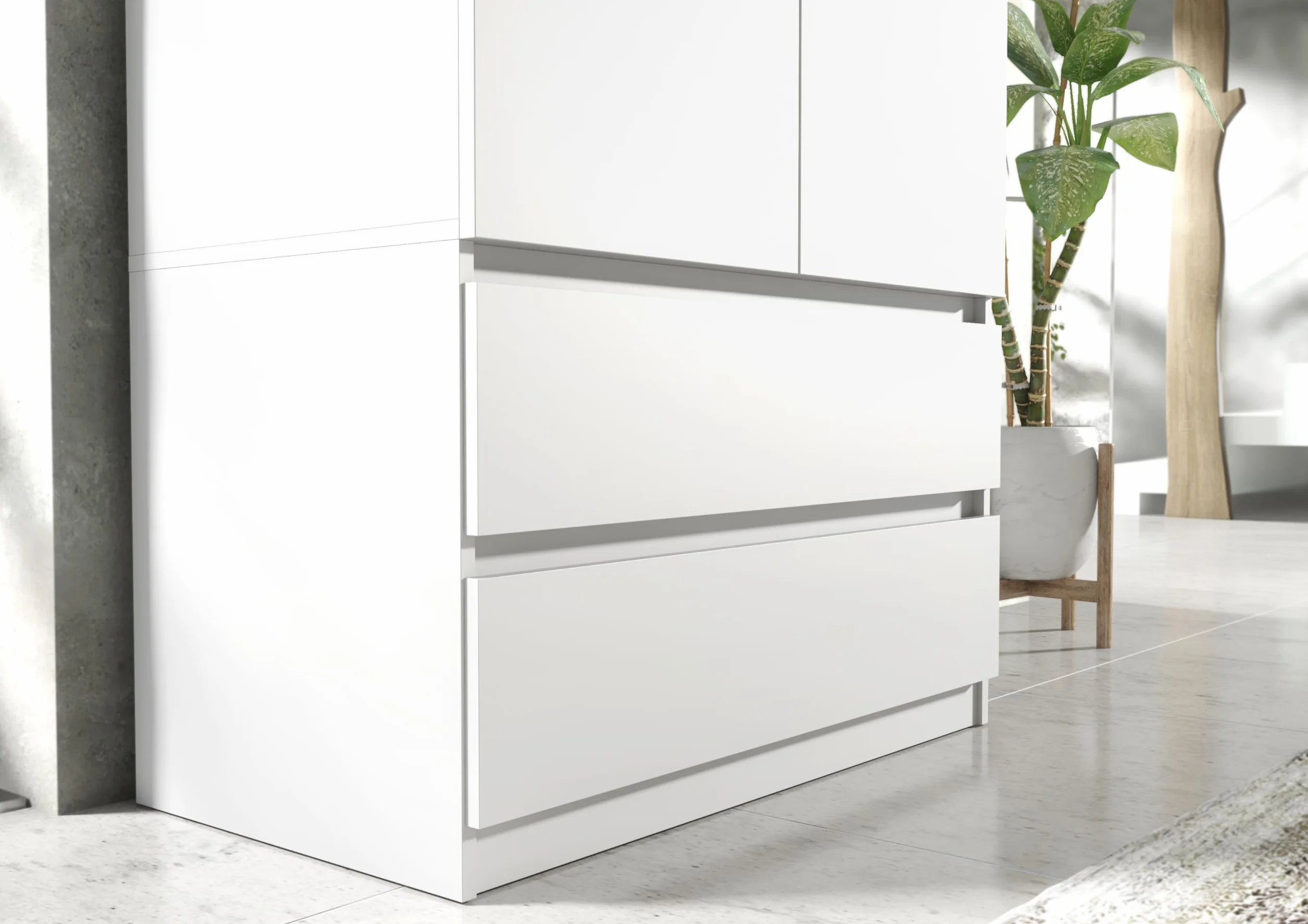 Meble Masztalerz Armadio Cameretta da Letto con 2 Cassetti 90 cm Bianco 180x90x50cm