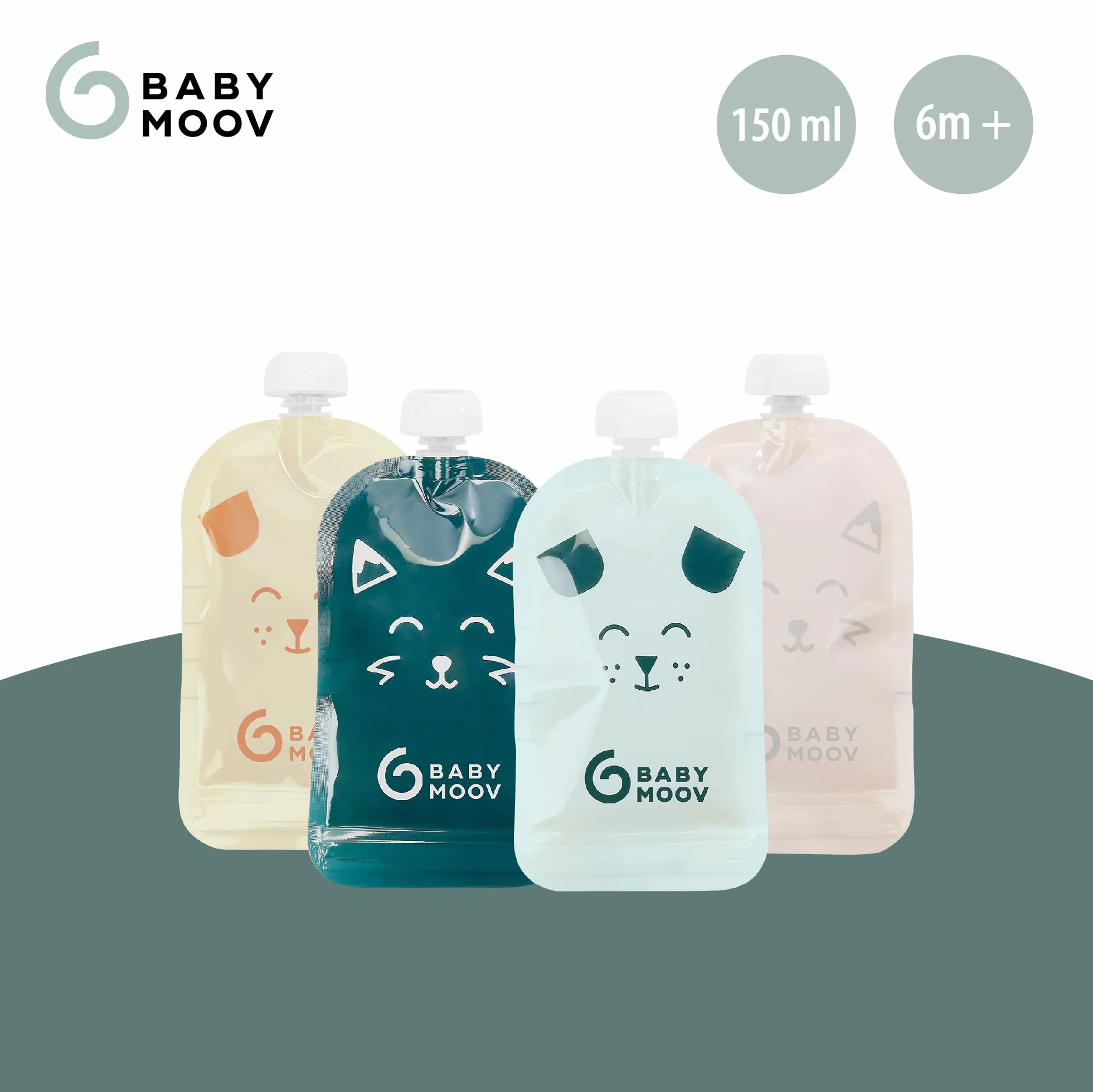 Babymoov 20 sacchetti riutilizzabili 150 ml, plastica riciclata, senza BPA, ermetici