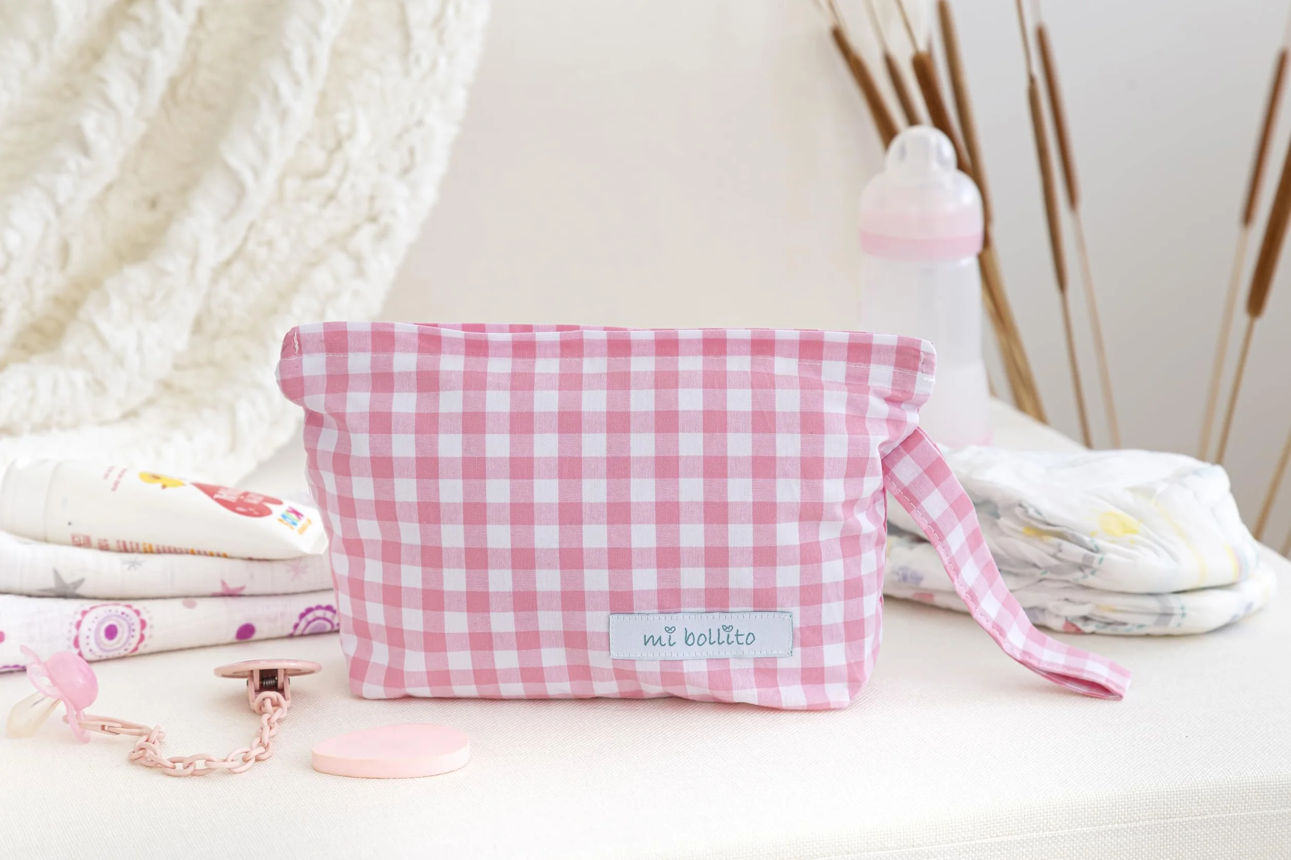 Borsa da toilette per bambini in cotone piccola organizer rosa