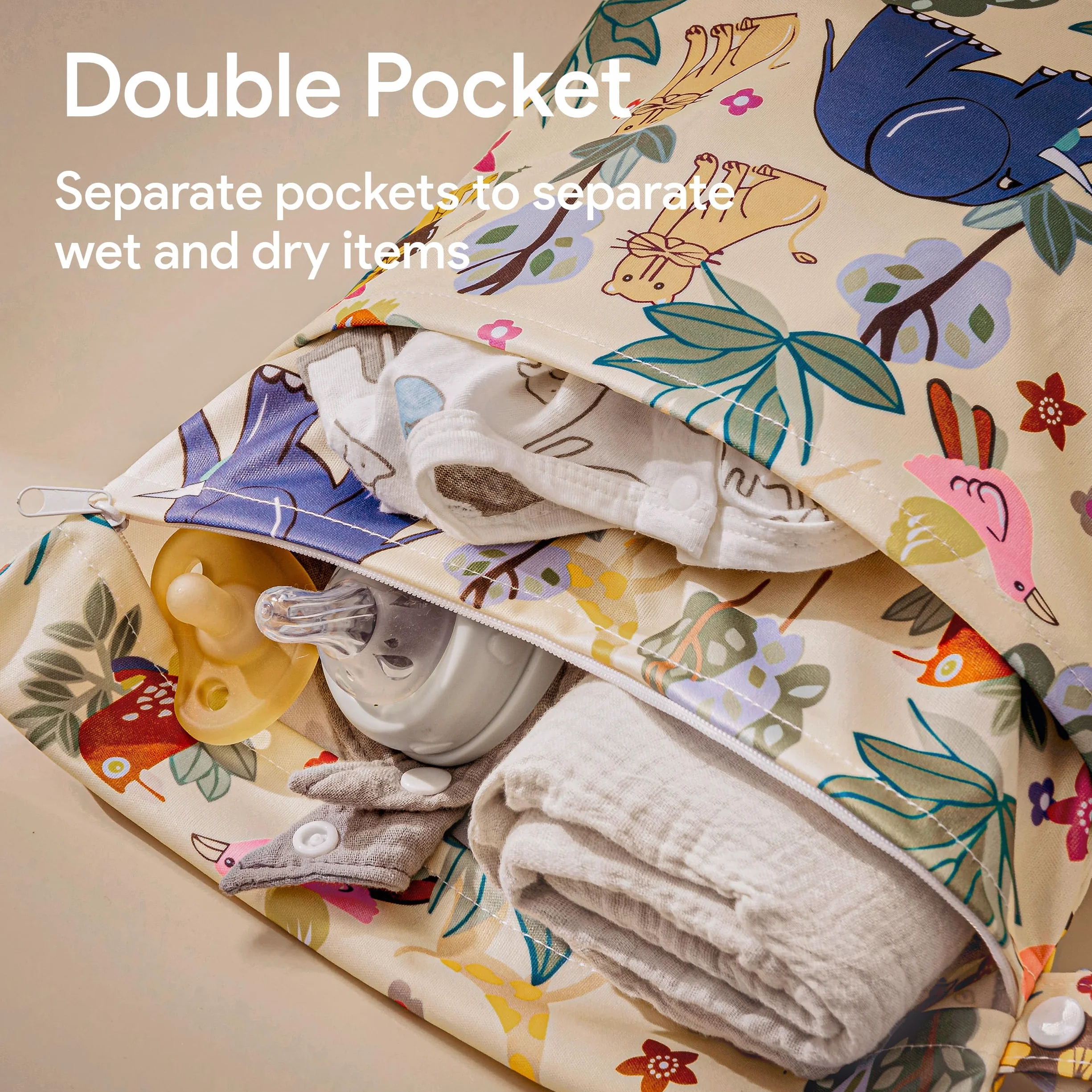 2 pezzi Borsa per Pannolini Lavabile Impermeabile con Cerniera Porta Pannolini Organizer