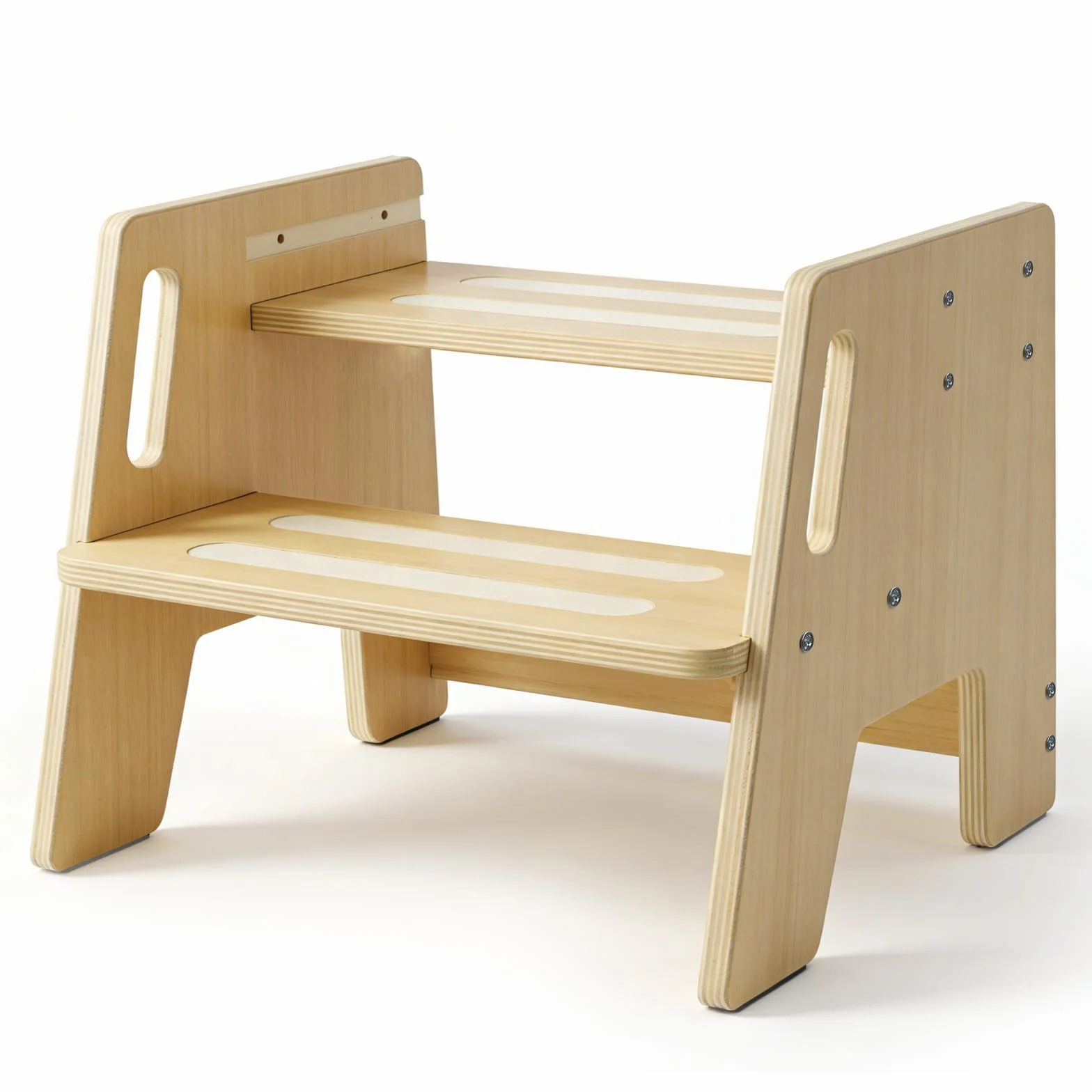 Sgabello in Legno per Bambini a 2 Gradini Regolabile Antiscivolo 150 kg