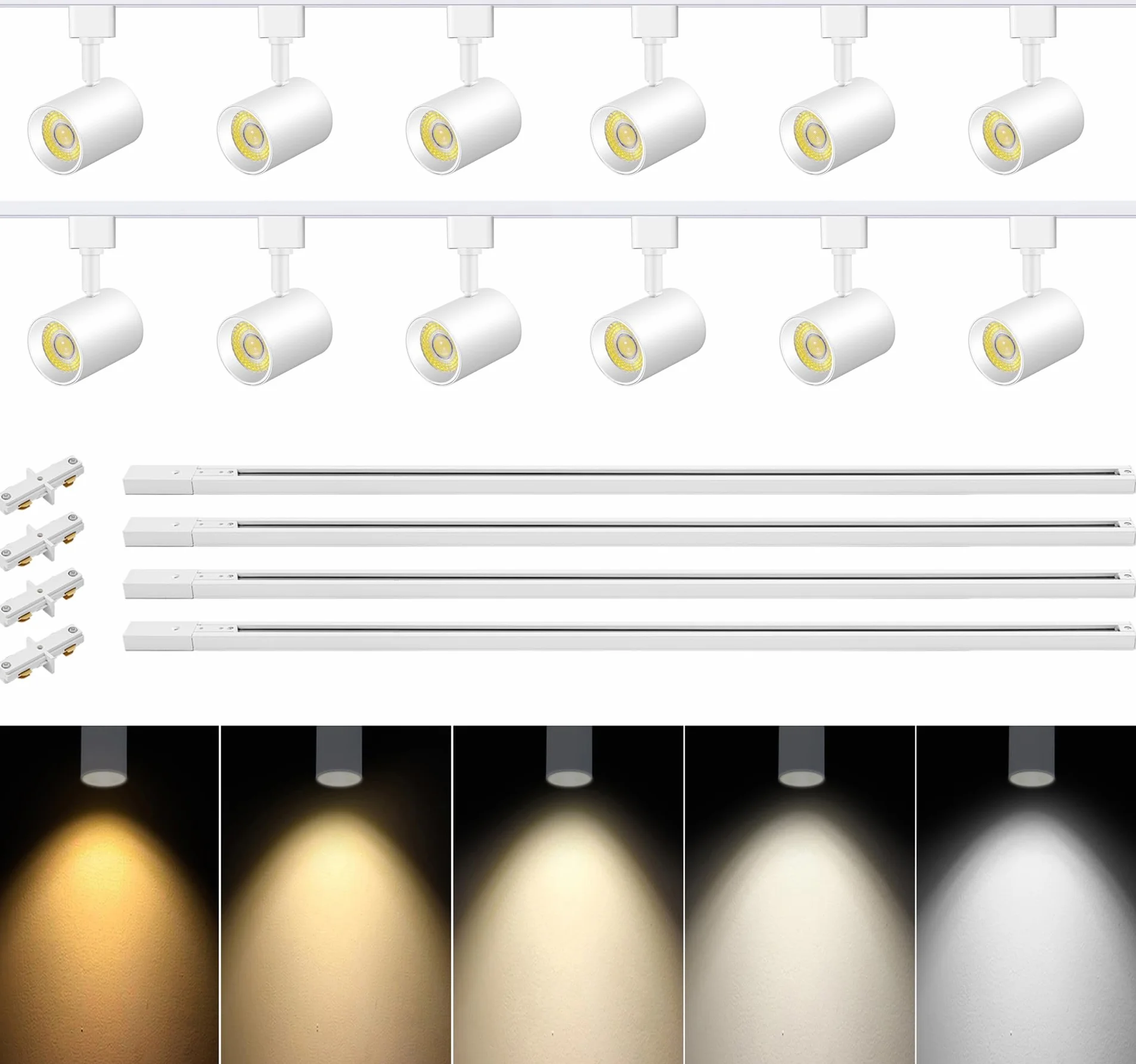 VANoopee 5 colori, 12 luci, con illuminazione a binario H, altezza 3 m, luci LED dimmerabili, accessori moderni