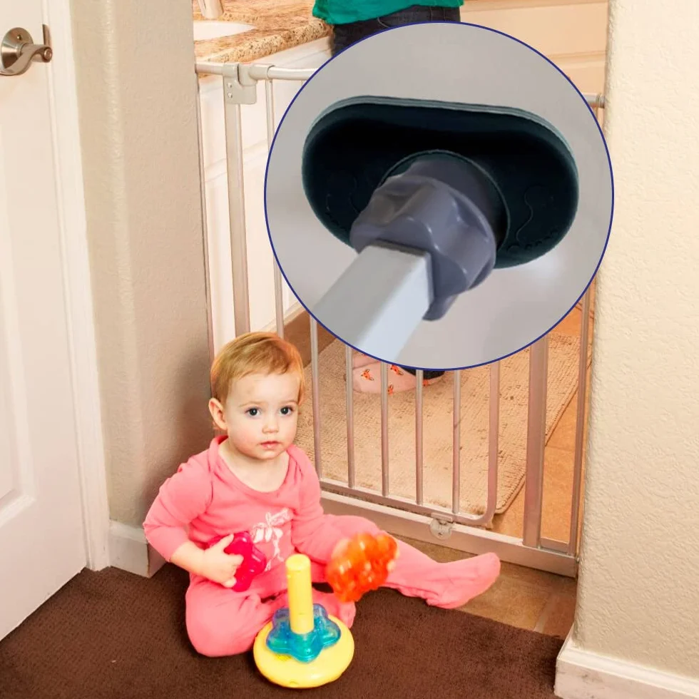VEGCOO Confezione da 4 protezioni da parete per cancelli scale, sicurezza per porte, neonati e animali domestici (nero)
