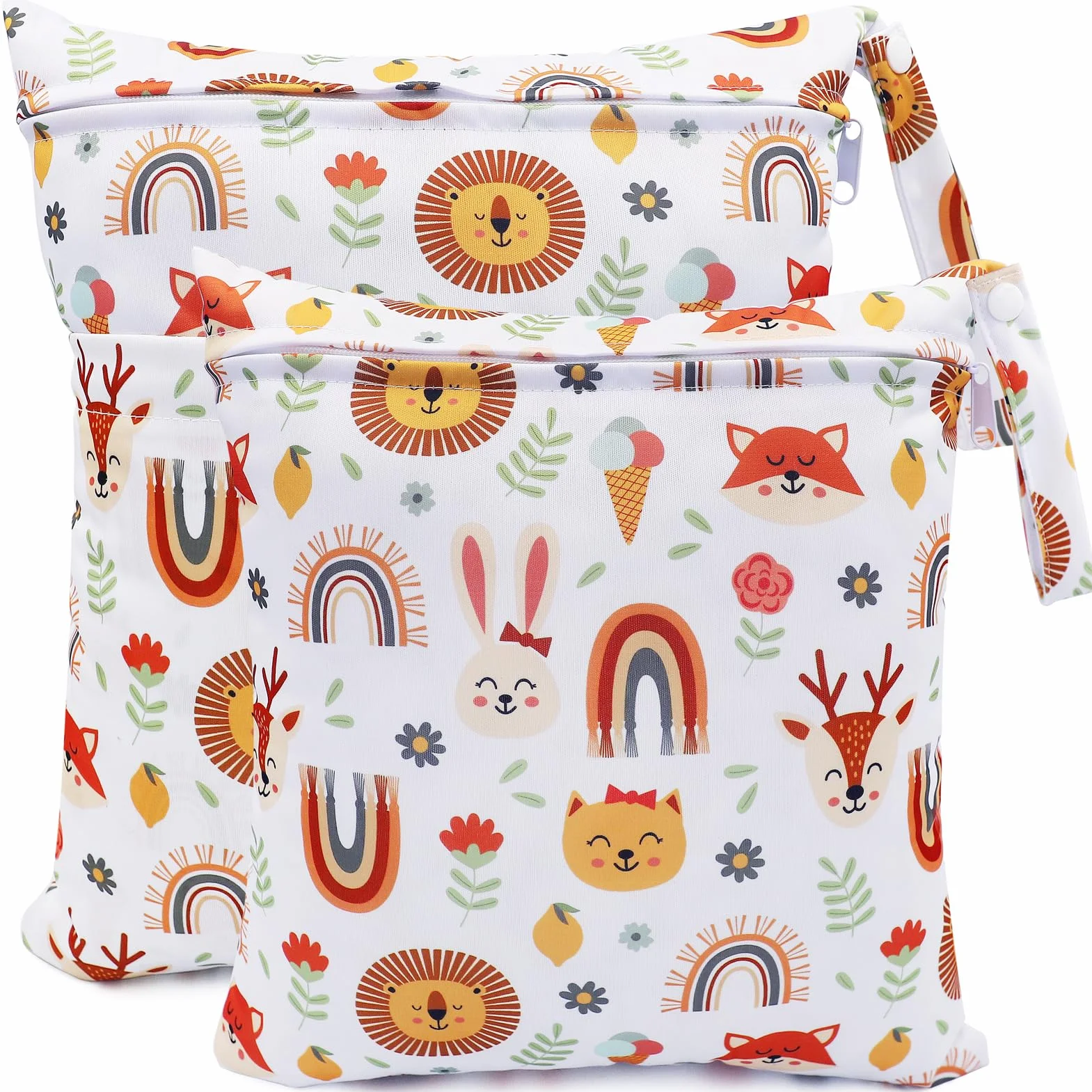 Borsa per Pannolini Impermeabile Riutilizzabile 2 PCS con Doppia Cerniera Arancia