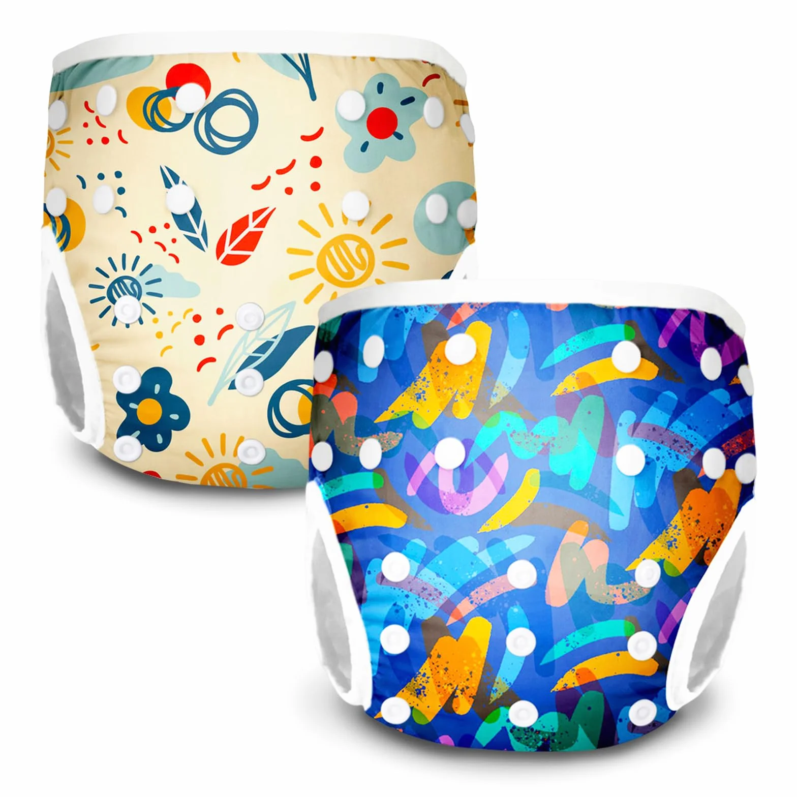 Costume Pannolino Lavabili Impermeabile Pannolino Piscina Neonato 0-3 Anni 2 Pezzi Beige e Blu