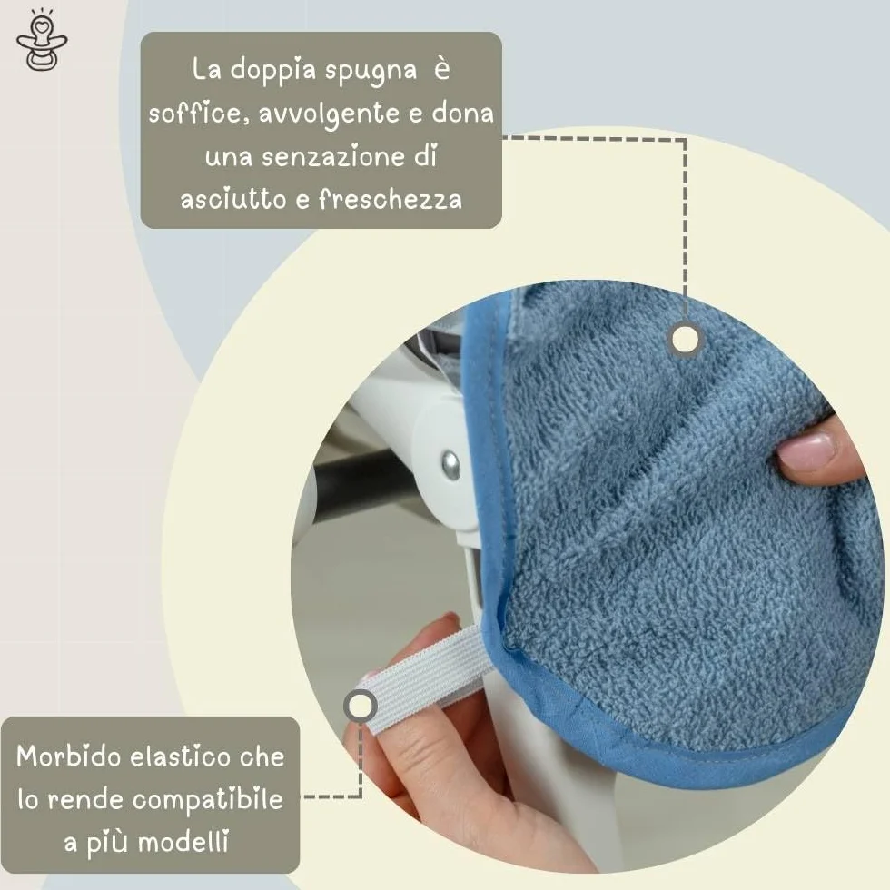 Copri Seggiolone Pappa Universale in Morbida Spugna di Cotone 100% Made in Italy Beige