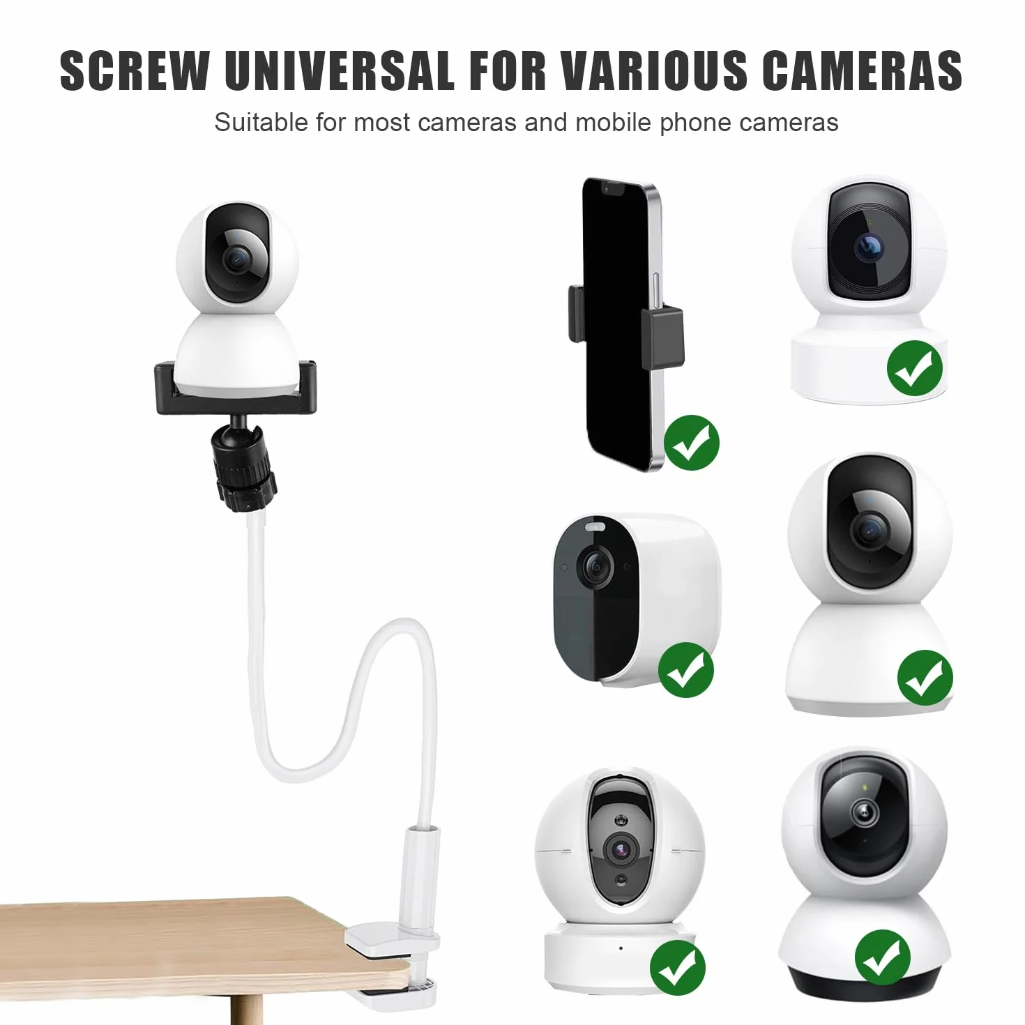Supporto Baby Monitor Universale Flessibile per Lettino Scrivania, Compatibile con ABM700/SM50B/UU24/BM01/HB6550/HB65/HB6560