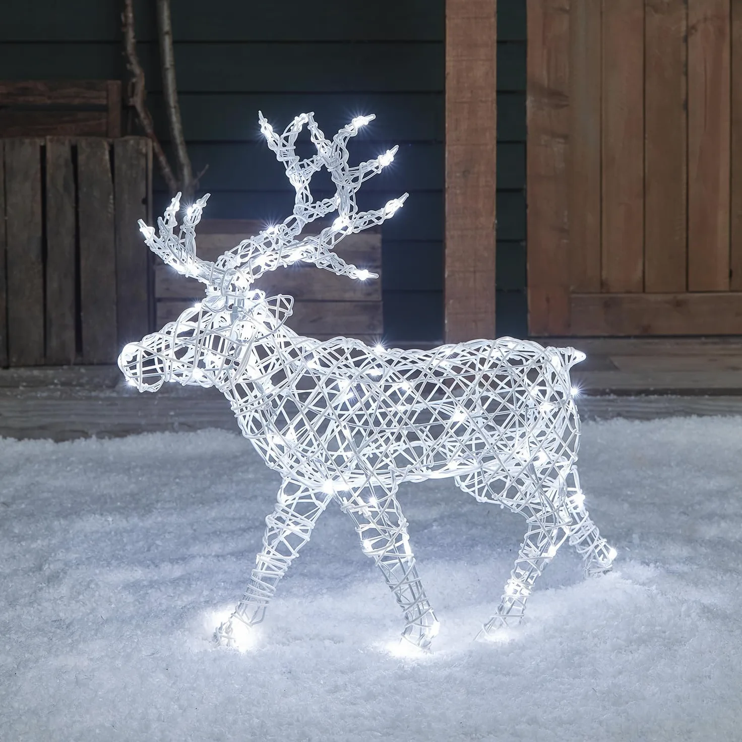 Lights4fun Arkendale - Renna a LED 3 in 1 illuminata, 70 cm, con timer, illuminazione natalizia per esterni e interni