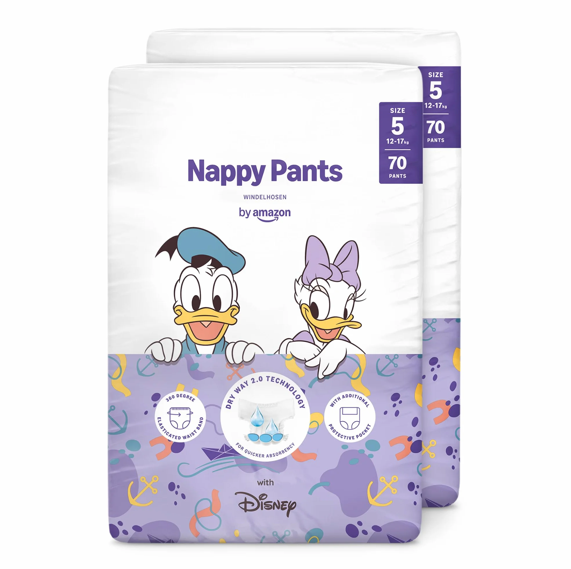Pannolini Mutandina Disney Taglia 5 (12kg-17kg) 140 Pezzi Bianchi Confezione Mensile