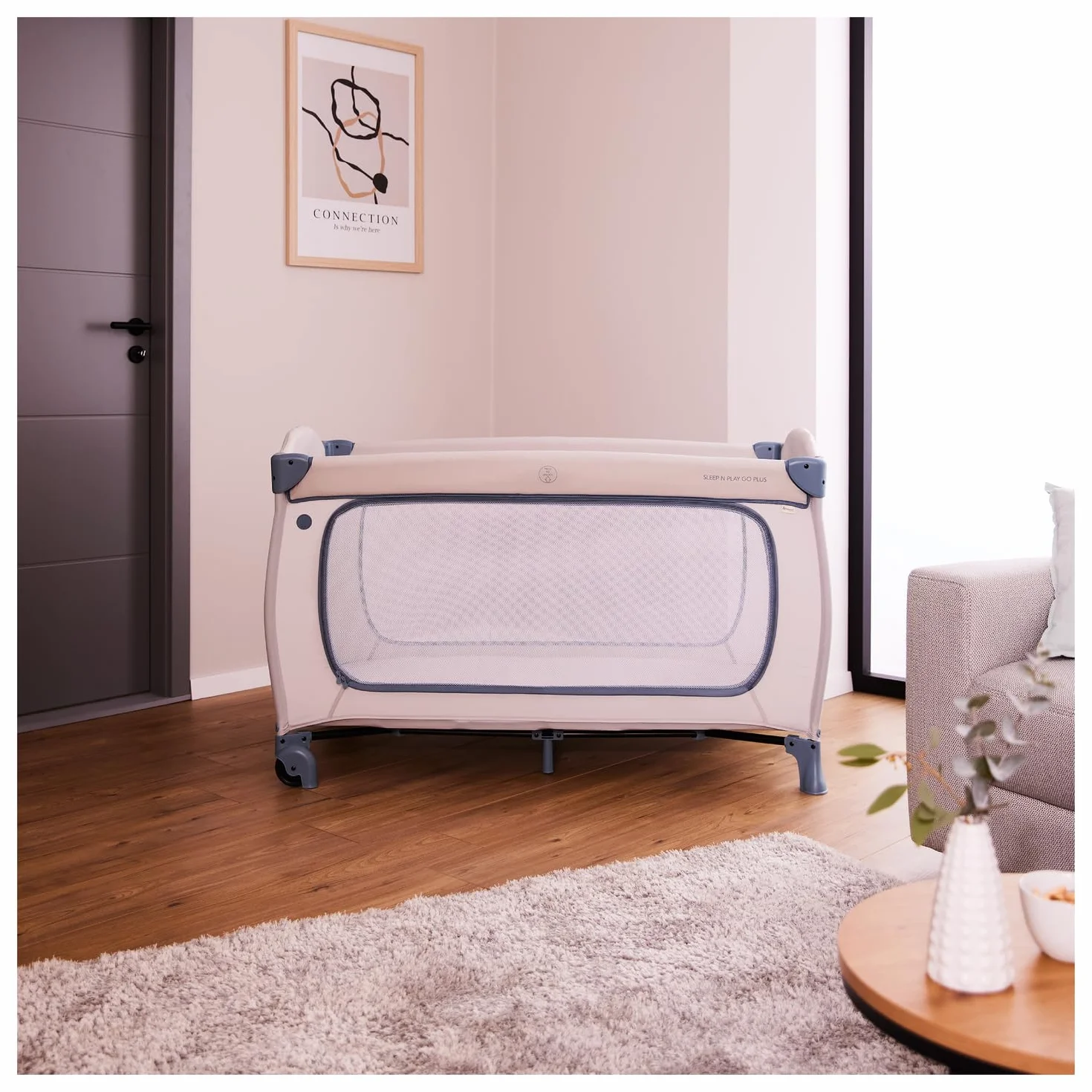 Hauck Sleep N Play Go Plus Łóżeczko Składane 120x60 do 15kg z Kołami - Dusty Blue