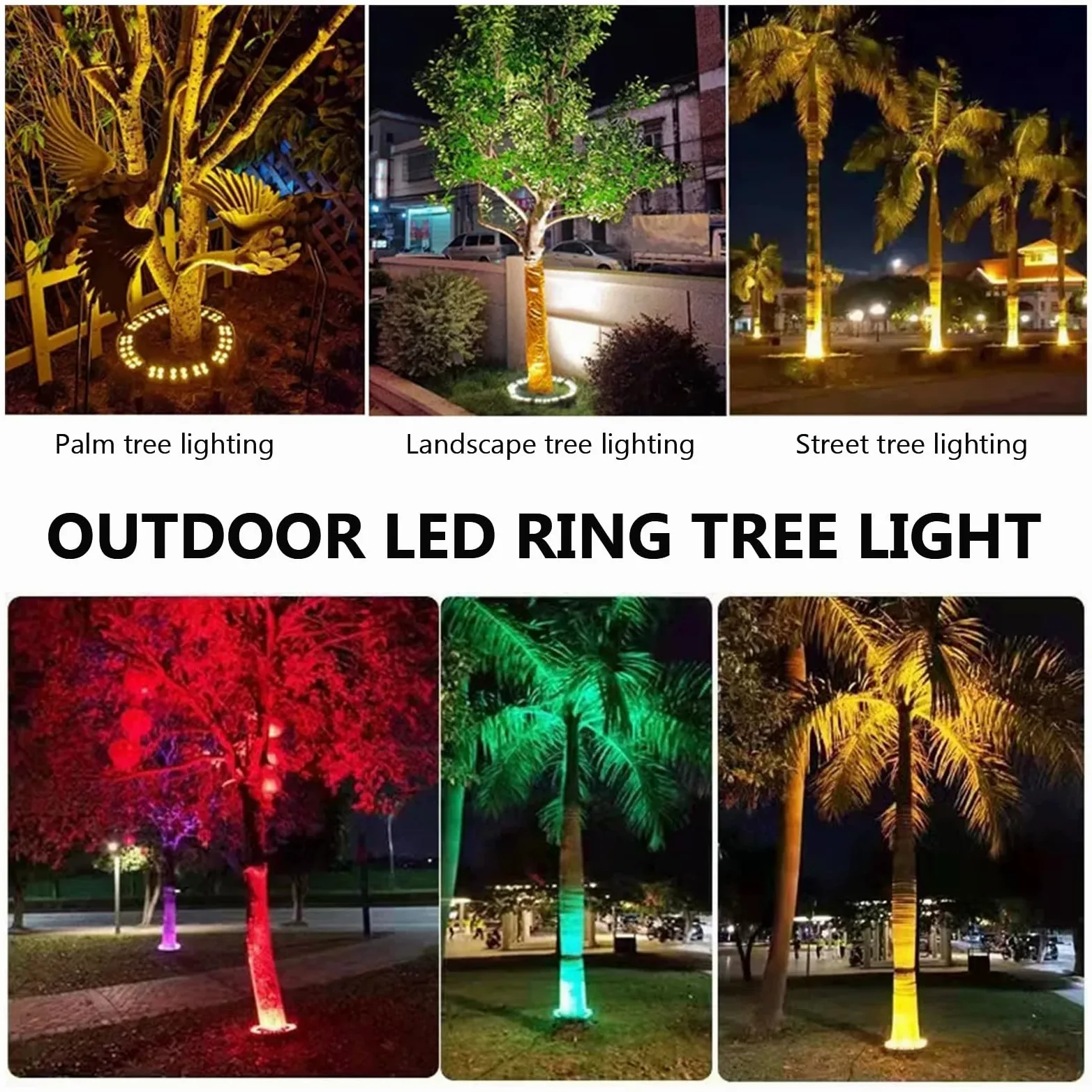 Luci A LED Per Alberi Ad Anello Esterni, Faretti Paesaggistici Facili Usare | AC110V/220V, IP65 impermeabile, per palme, piante, cortili, cortili, giardini, illuminazione di ville(Red light,2 lights/24W)