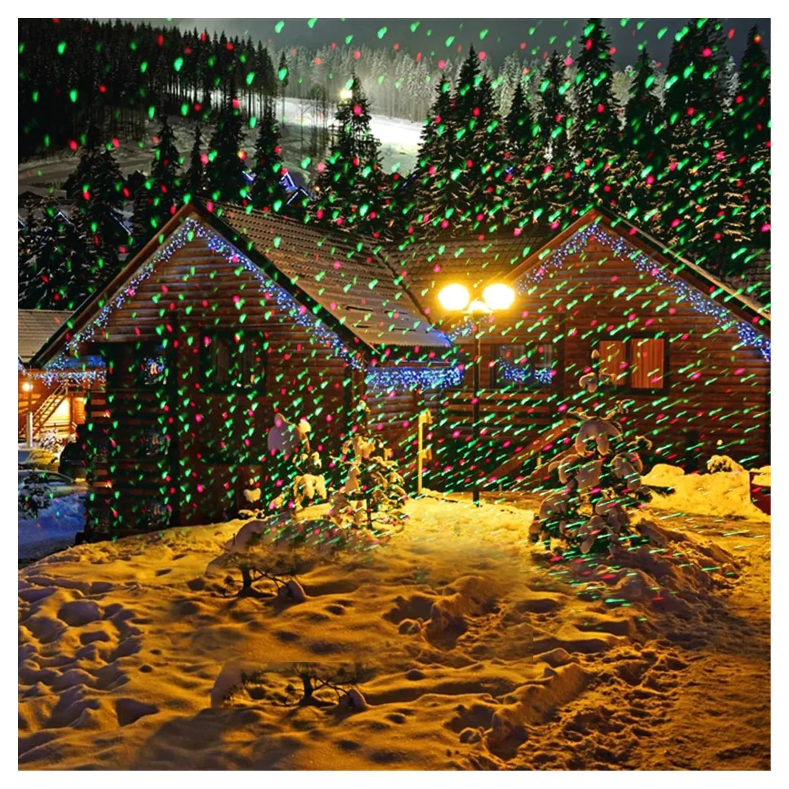 Proiettore di luci natalizie per esterni Proiettore natalizio Faretto paesaggistico a LED Lampada for proiettore con spettacolo di stelle rosse e verdi for le vacanze natalizie da parete di Halloween