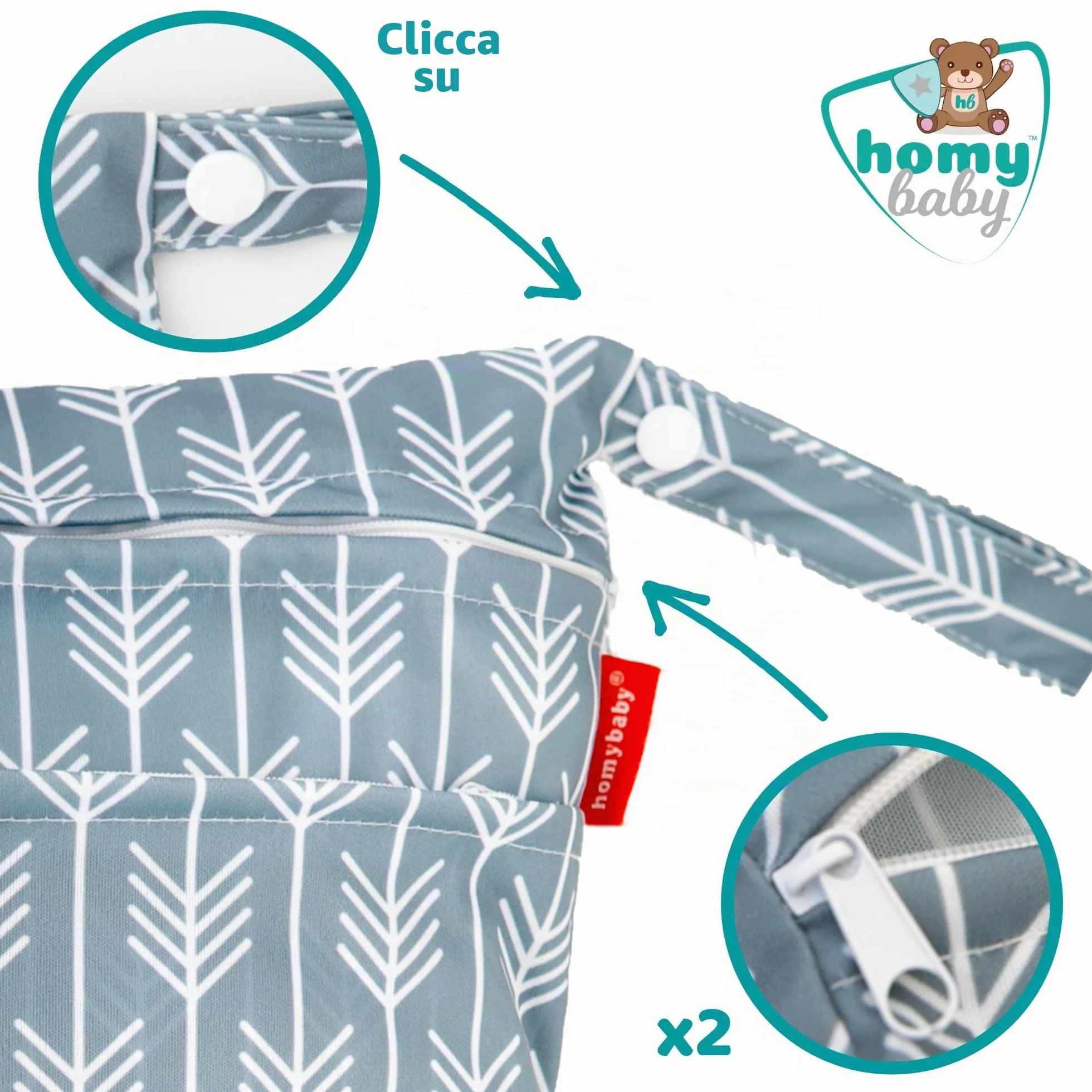 HOMYBABY Wet bag pannolini lavabili impermeabile borsetta ecologica porta costume bagnato