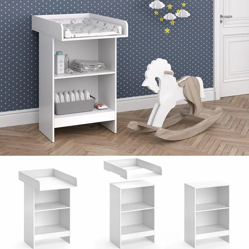 Vicco Fasciatoio Leo, Bianco, 60 x 103 cm, z otwartym półką i zdejmowanym fasciatoio