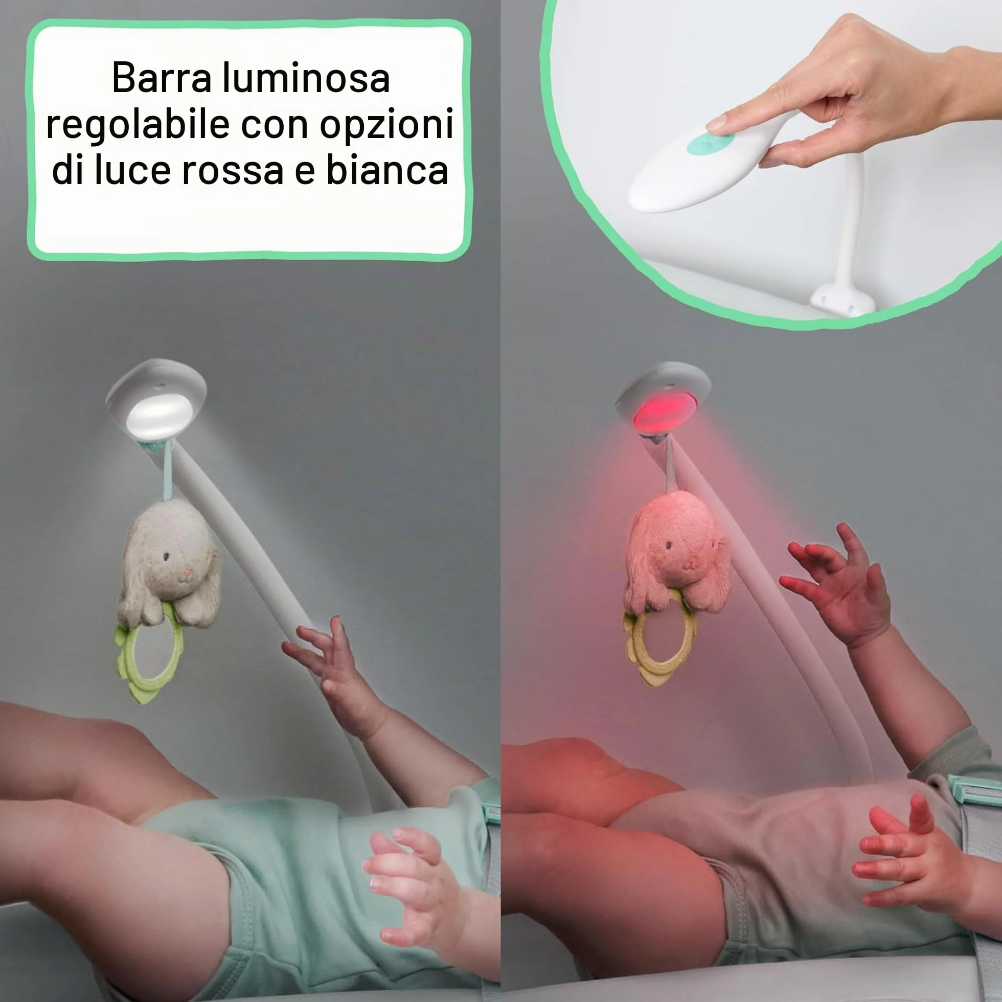 Ingenuity Day & Night Sylvi Fasciatoio con Luce Notturna Rosso, Superficie Facile da Pulire, 0+ Mesi