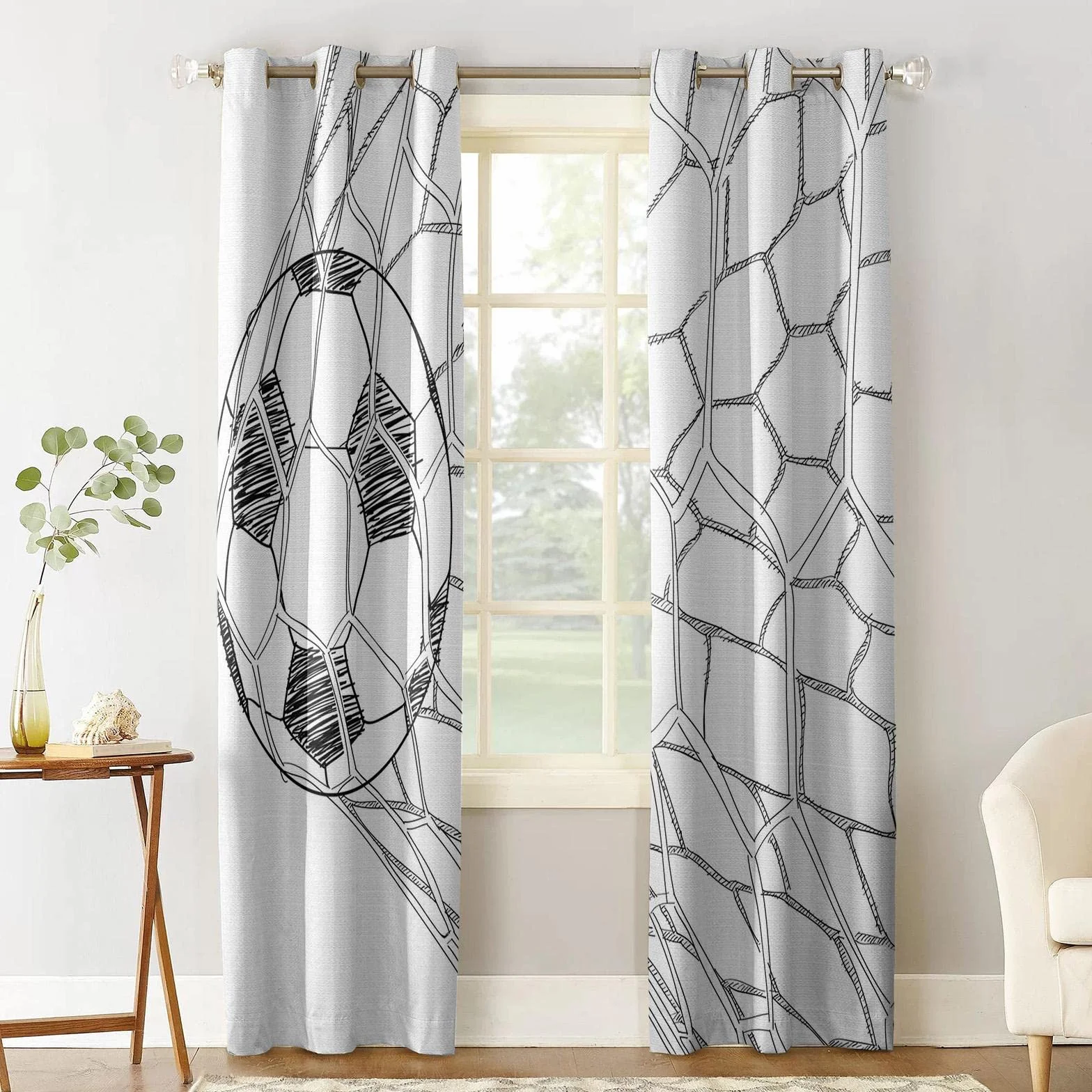 Tende Oscuranti Per Interni Bianco E Nero 300X270Cm 2 Pezzi Termica Isolante Tenda Della Finestra Con Occhielli