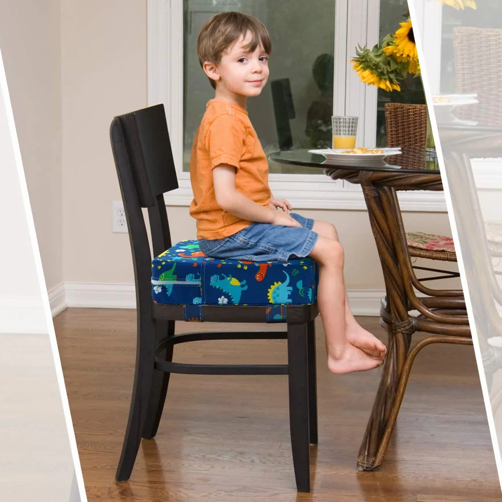 Zicac Rialzo Sedia per Bambini Portatile con Cinghie Regolabili e Lavabile Alza Sedia per Seggioloni Cuscino Seduta