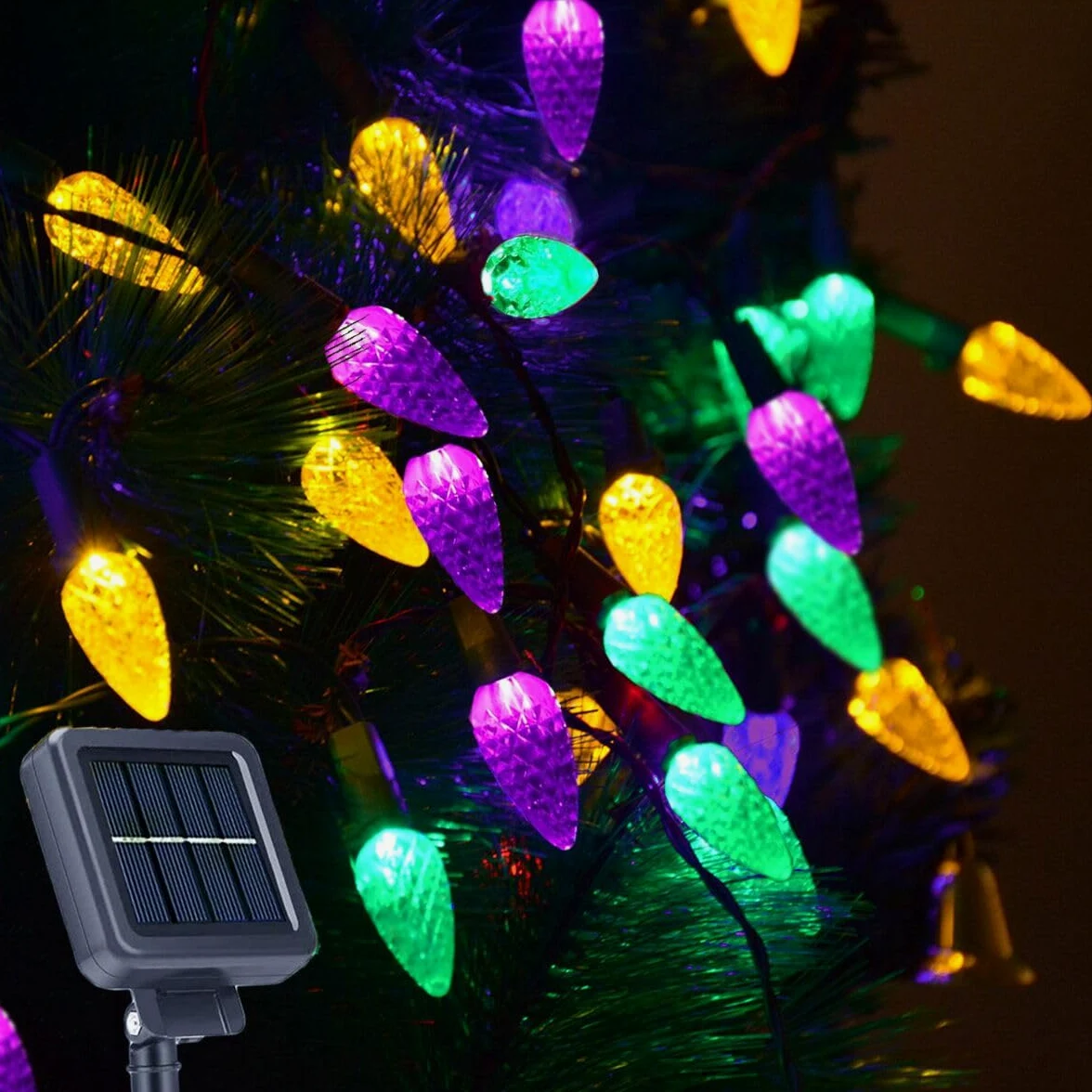 Luci solari a forma di fragola, per Halloween, Natale, Mardi Gras, 100 LED, 8 modalità, luci di Natale solari per esterni, martedì grasso, albero di Natale, campeggio, balcone, decorazione per feste