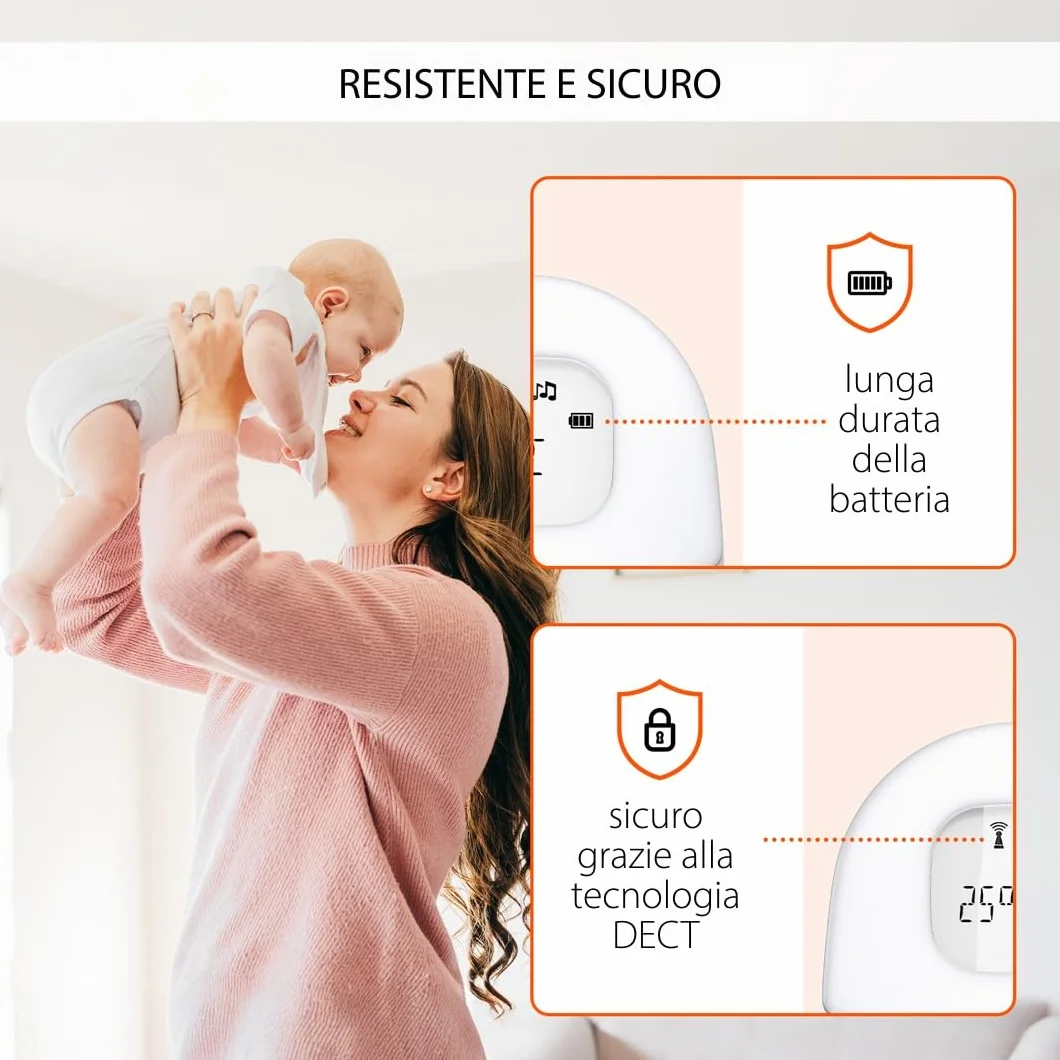 Gigaset BABY 100 Audio Baby Monitor DECT 300m Luce notturna Grigio caldo