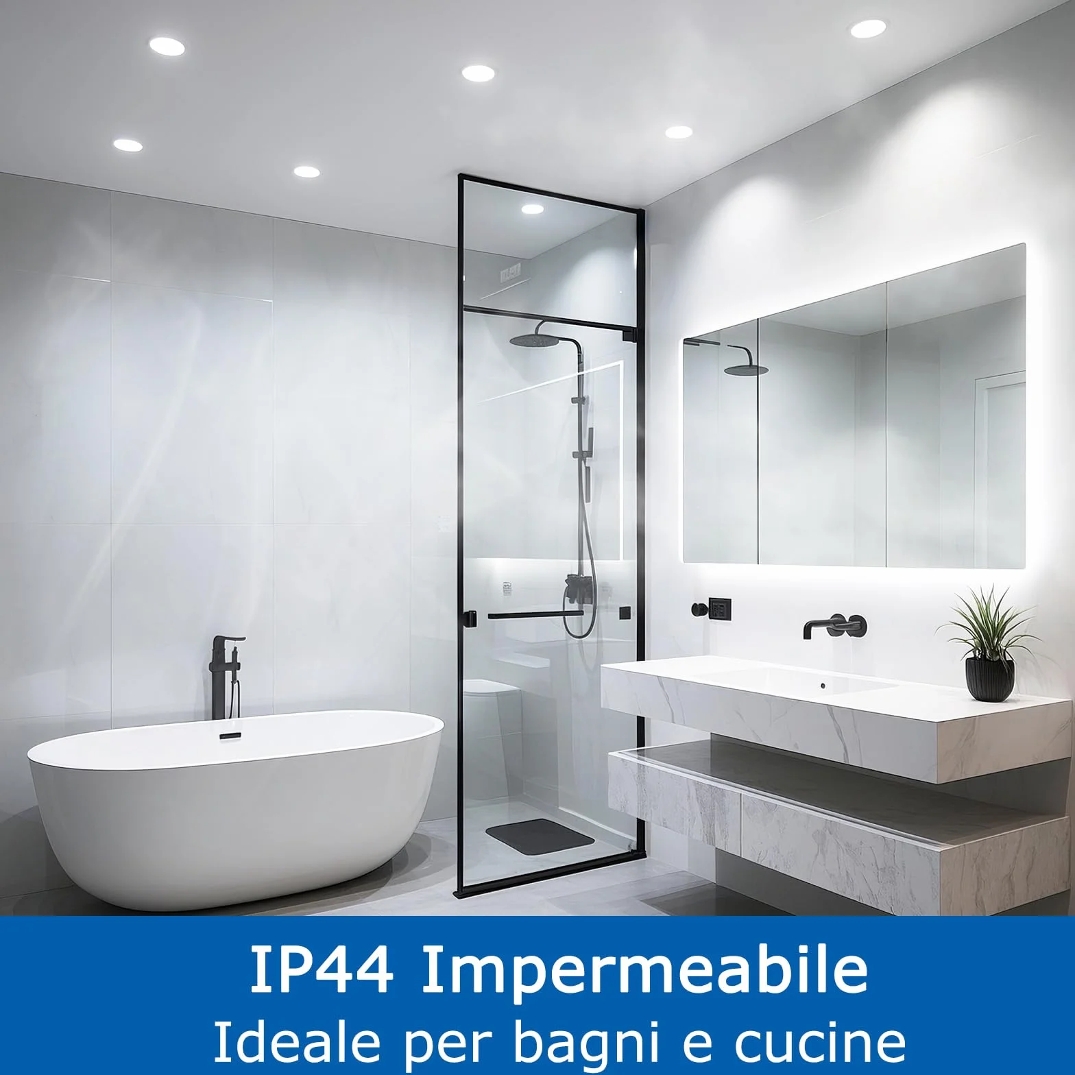ZIZZLER 40 Faretti LED da Incasso per Cartongesso 220V, 6000K Bianco Freddo, Foro 68mm - 80mm, 5W IP44 Luci Soffitto Interno Ultra Slim, Luce Bianca, per Bagno, Cucina