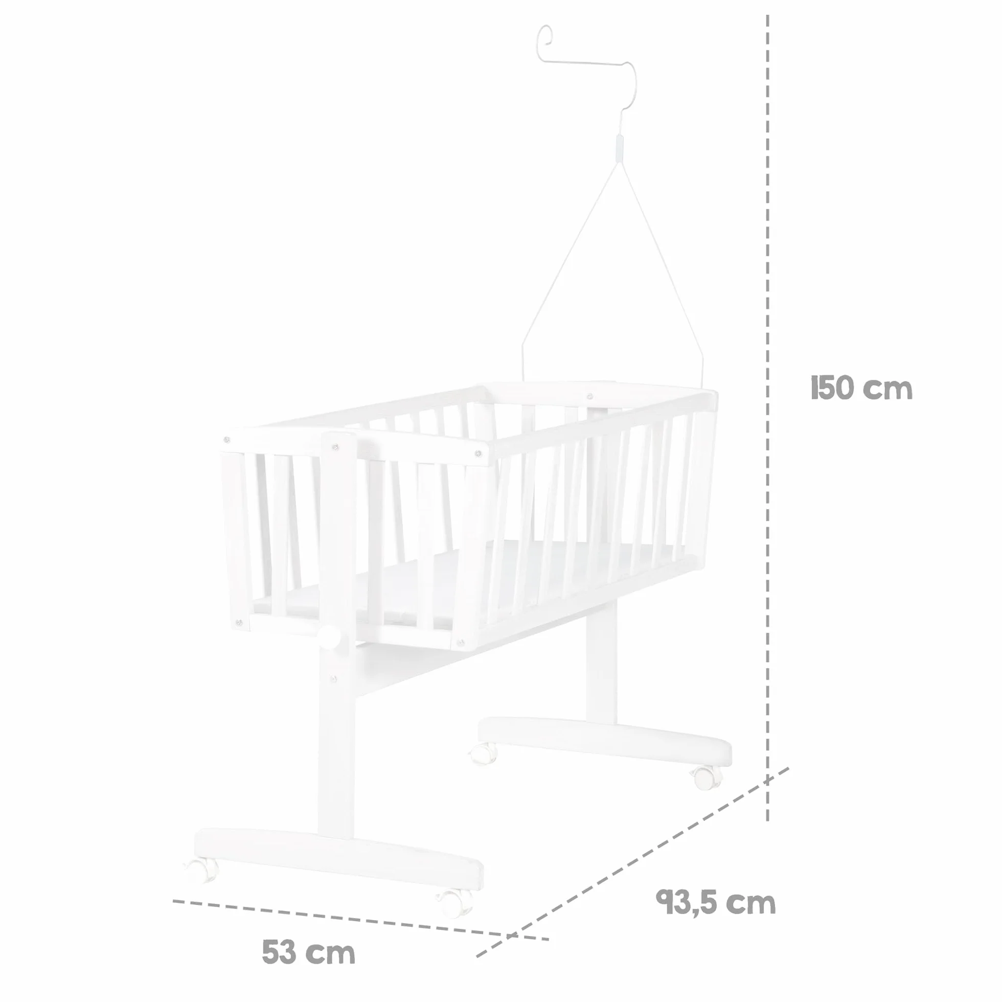 Kleine Wolke Culla e Lettino Design a Nuvola 40 x 90 cm Legno Bianco/Rosa