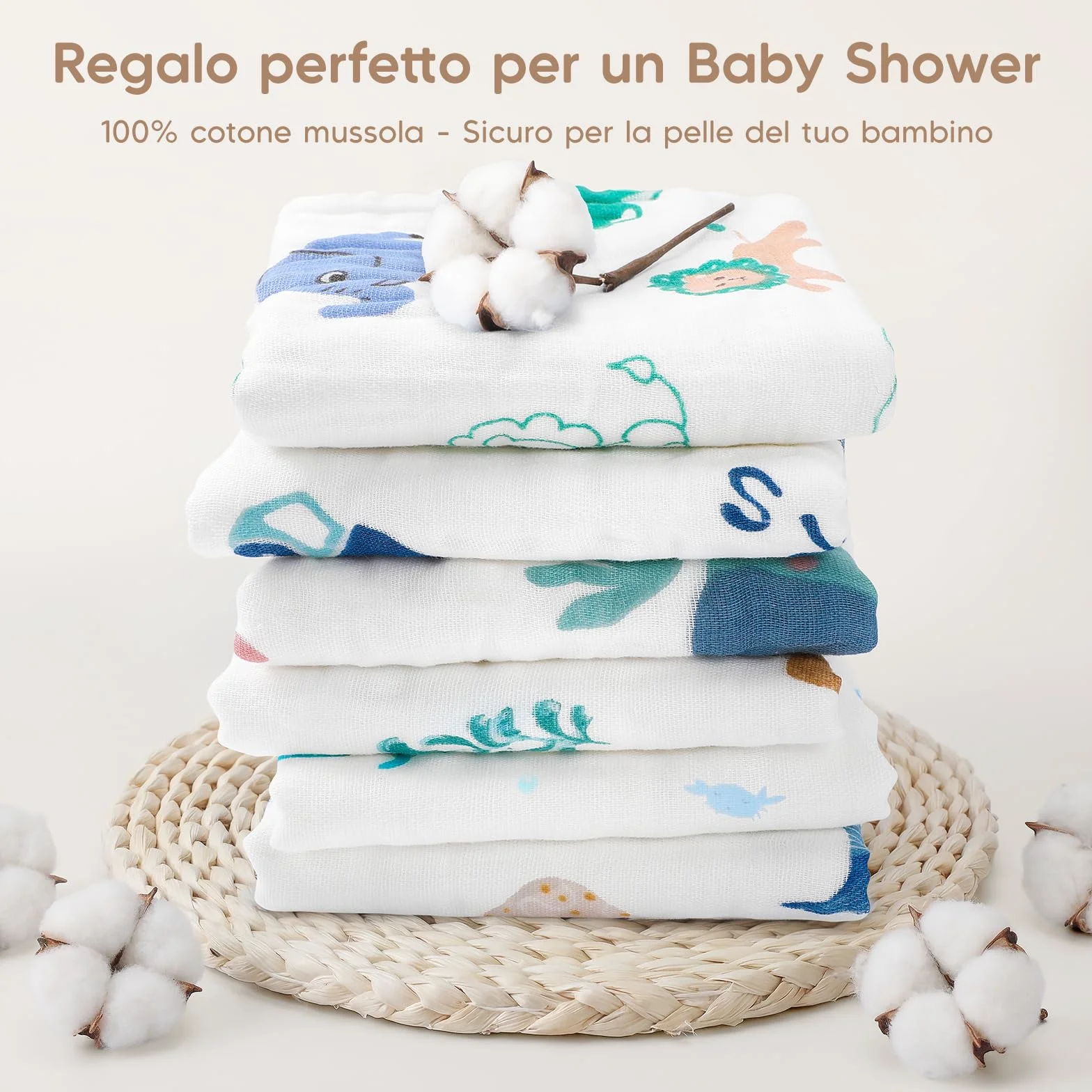 Maliton Mussole Neonato 6 pezzi Cotone 70x70cm Unisex