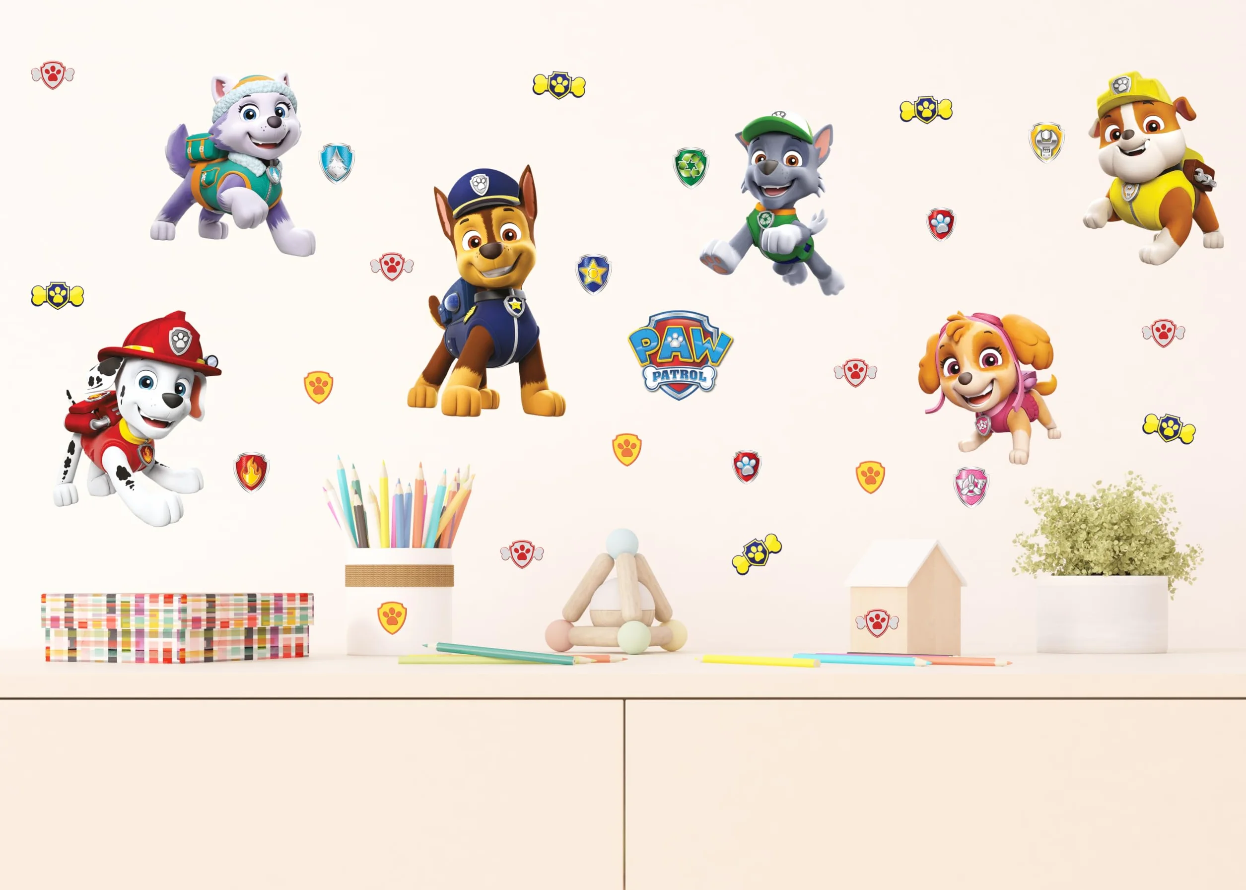 AG Design Paw Patrol Adesivi da Parete per Bambini 30x30 cm Autoadesivi Decorazione