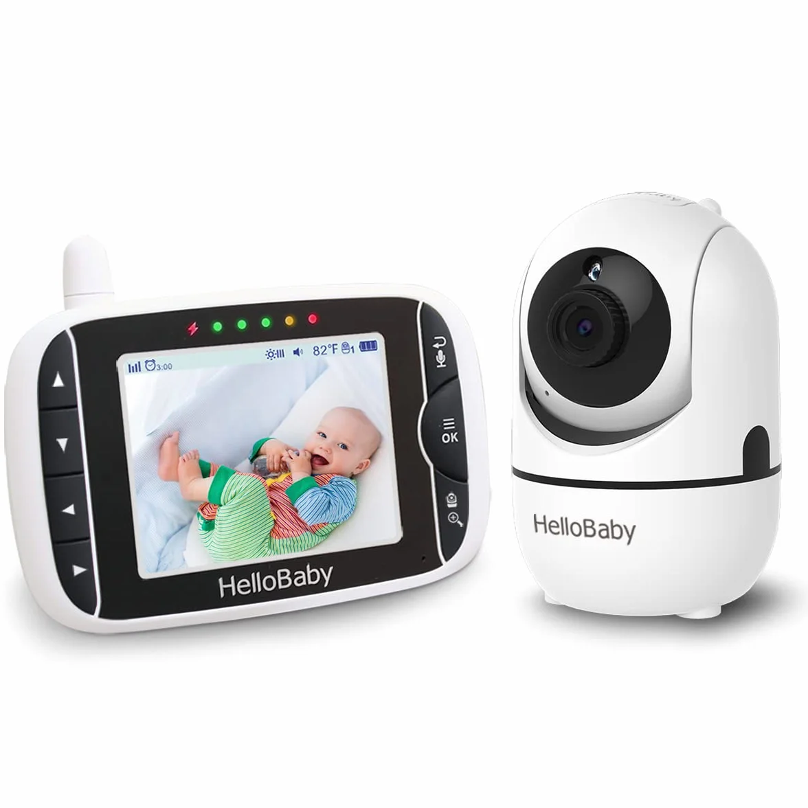 HelloBaby HB65 Baby Monitor con Telecamera, Display 3,2 Pollici, Video Audio Pan-Tilt-Zoom, Visione Notturna