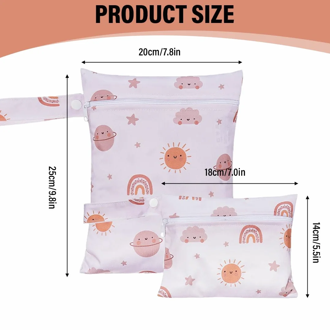 SULIUDAJI 2 Pezzi Wet Bag Pannolini Lavabili Mini Borsa Riutilizzabile Arcobaleno
