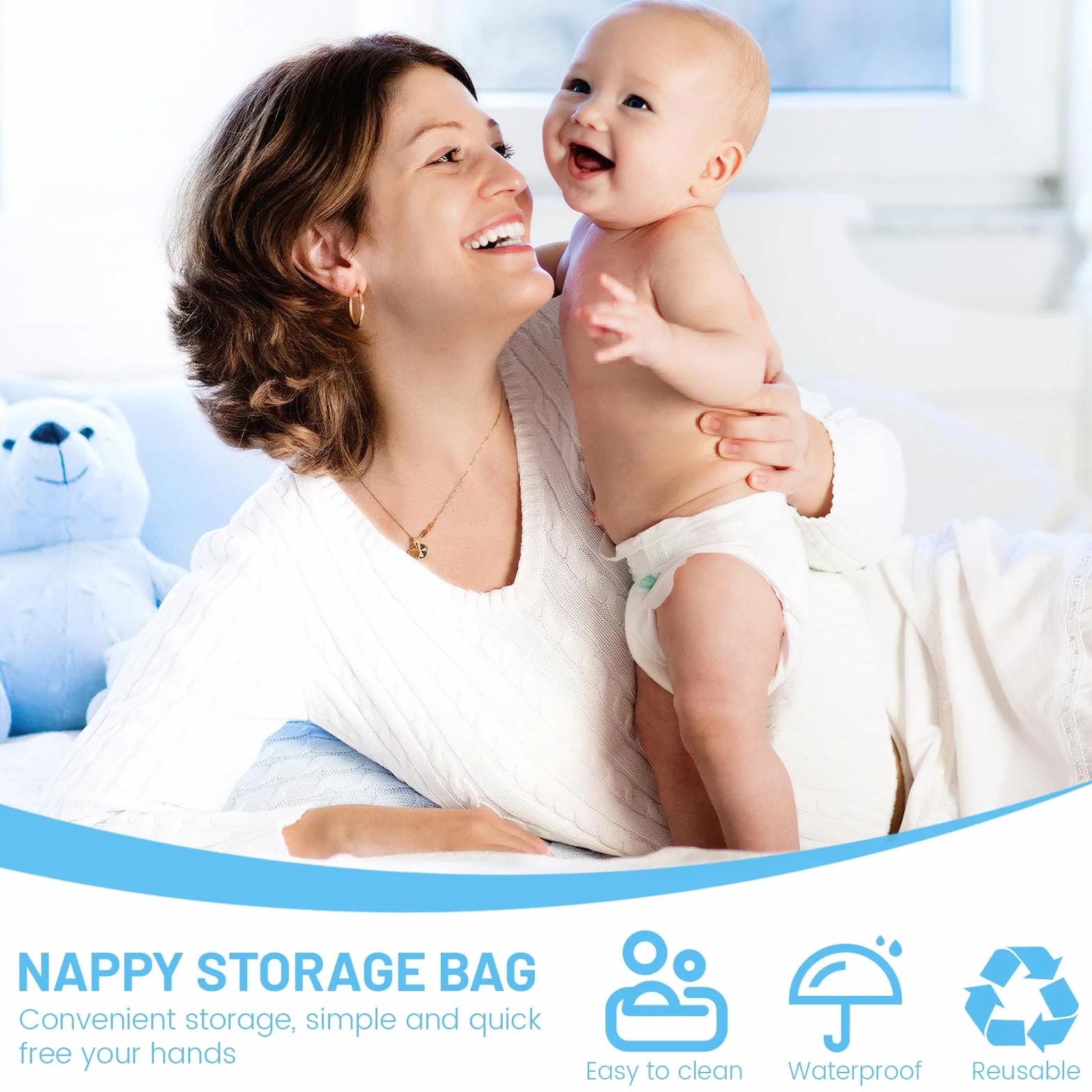 Borsa per Pannolini Lavabili, 2 Pezzi Wet Bag Impermeabile con Cerniera