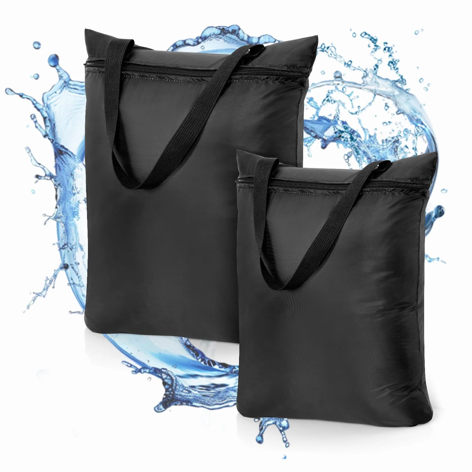 OTraki Sacchi da Biancheria Impermeabile da viaggio 40x50cm 2 Pezzi Pieghevole Wet Bag Nero
