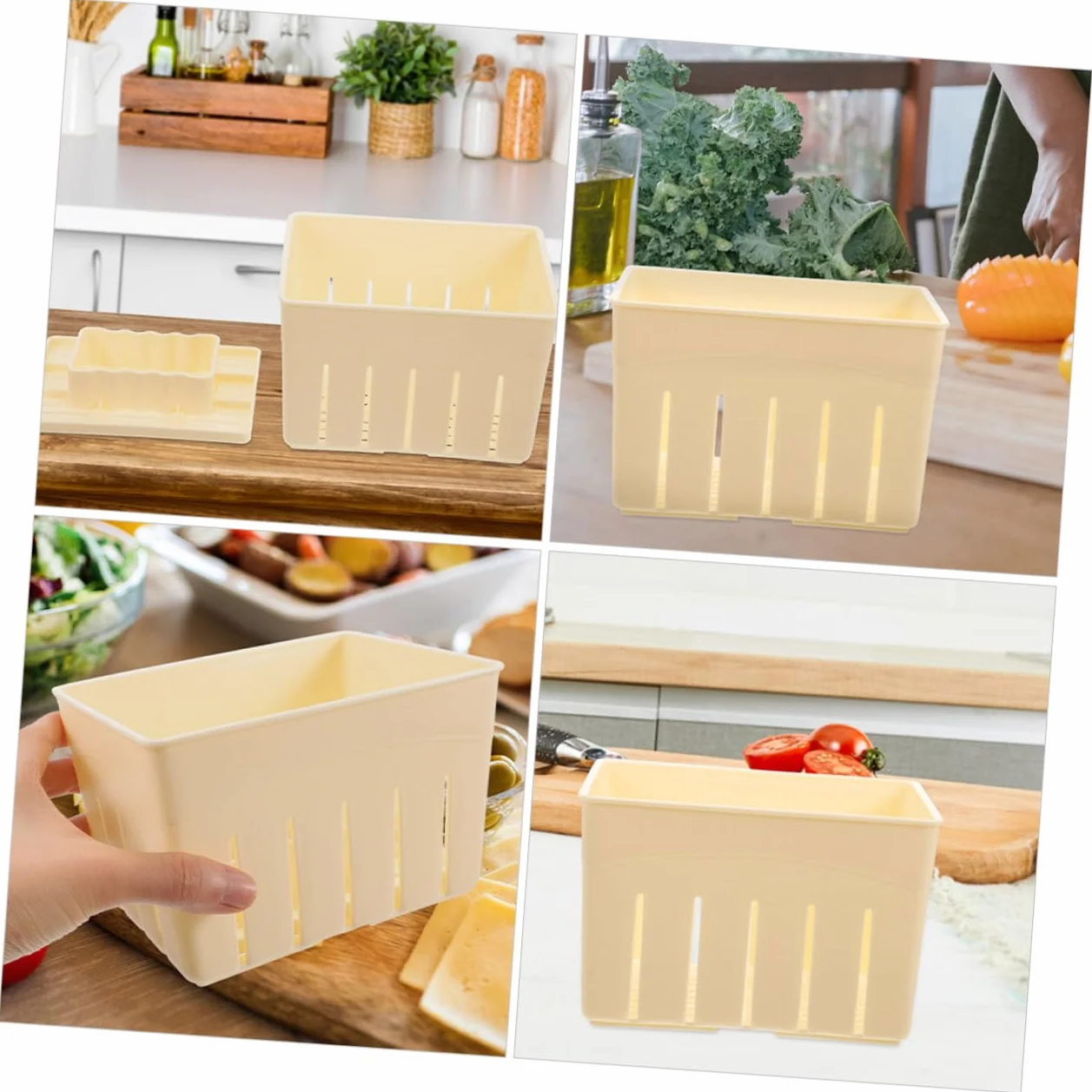 Stampo per Pressa per Formaggio e Tofu 4 Pezzi 140x105x95 Mm Plastica Resistente